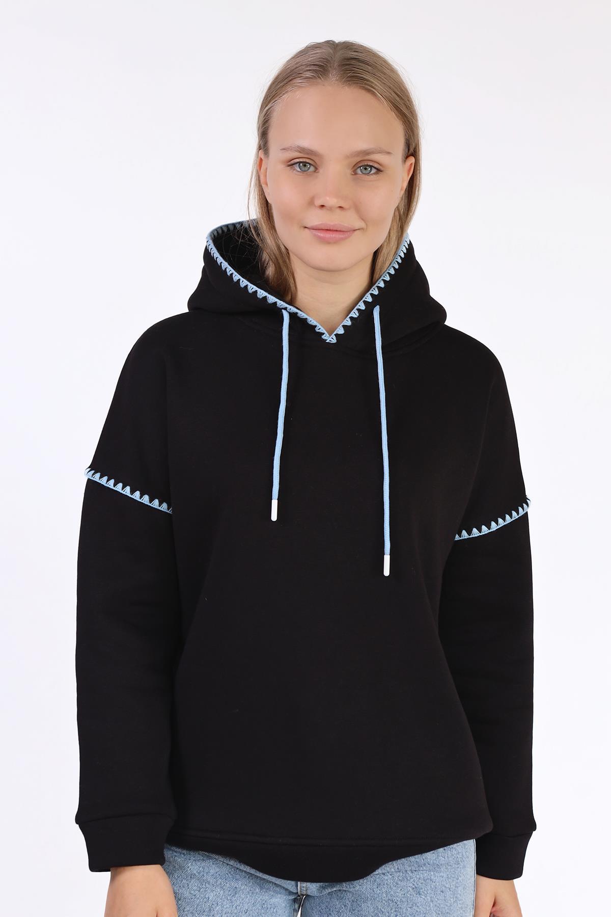 Siyah Kroşat Detay Sweat 9143M - 1