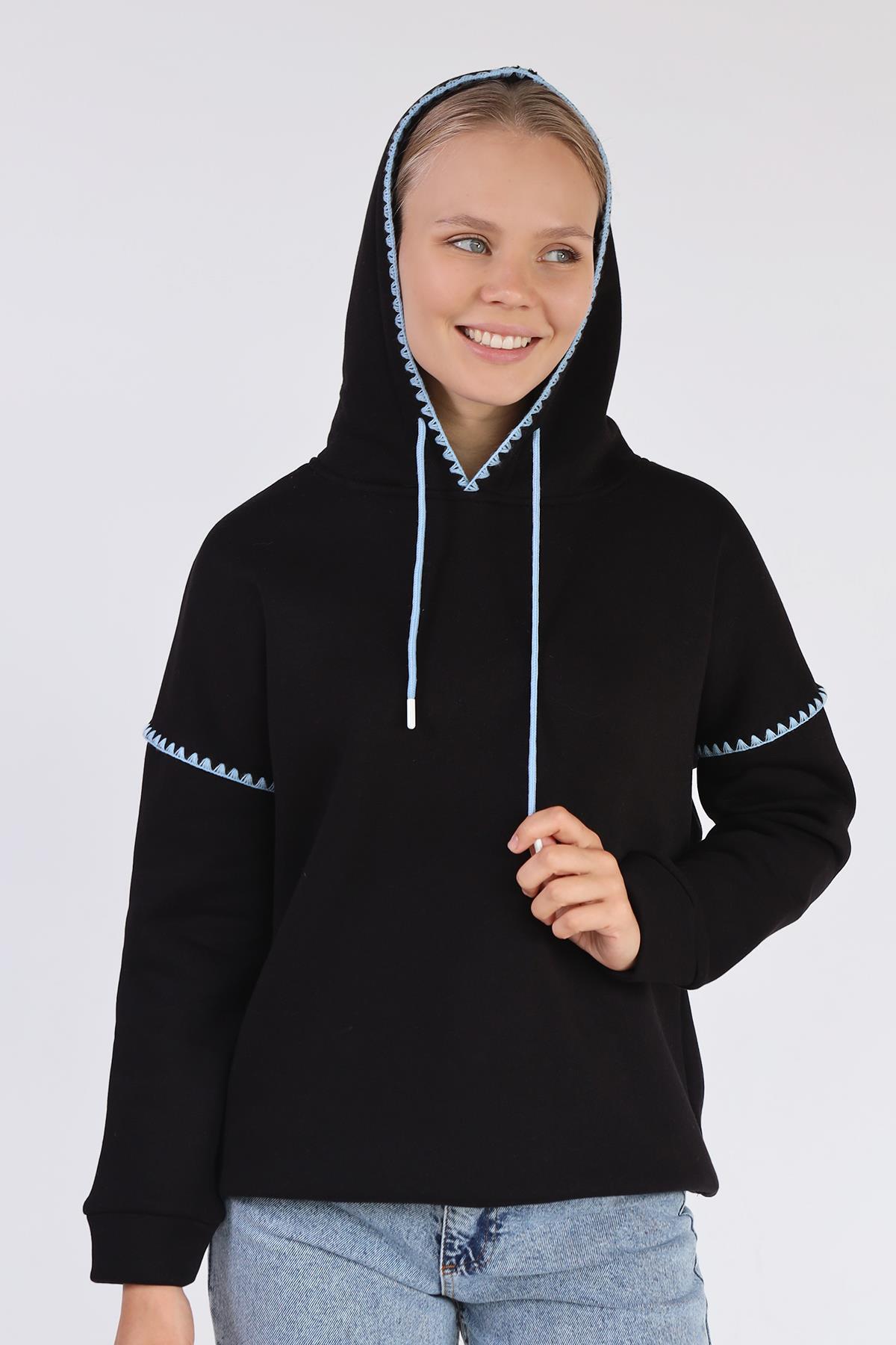 Siyah Kroşat Detay Sweat 9143M - 3