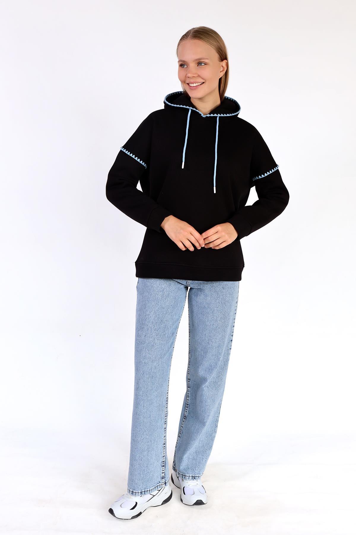 Siyah Kroşat Detay Sweat 9143M - 8