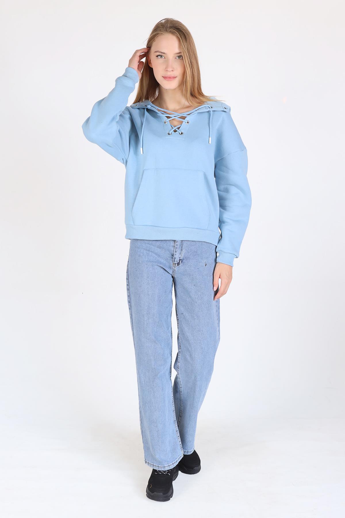 Bebe Mavi Yaka Kuşgözü Detay Sweat 9145M - 2