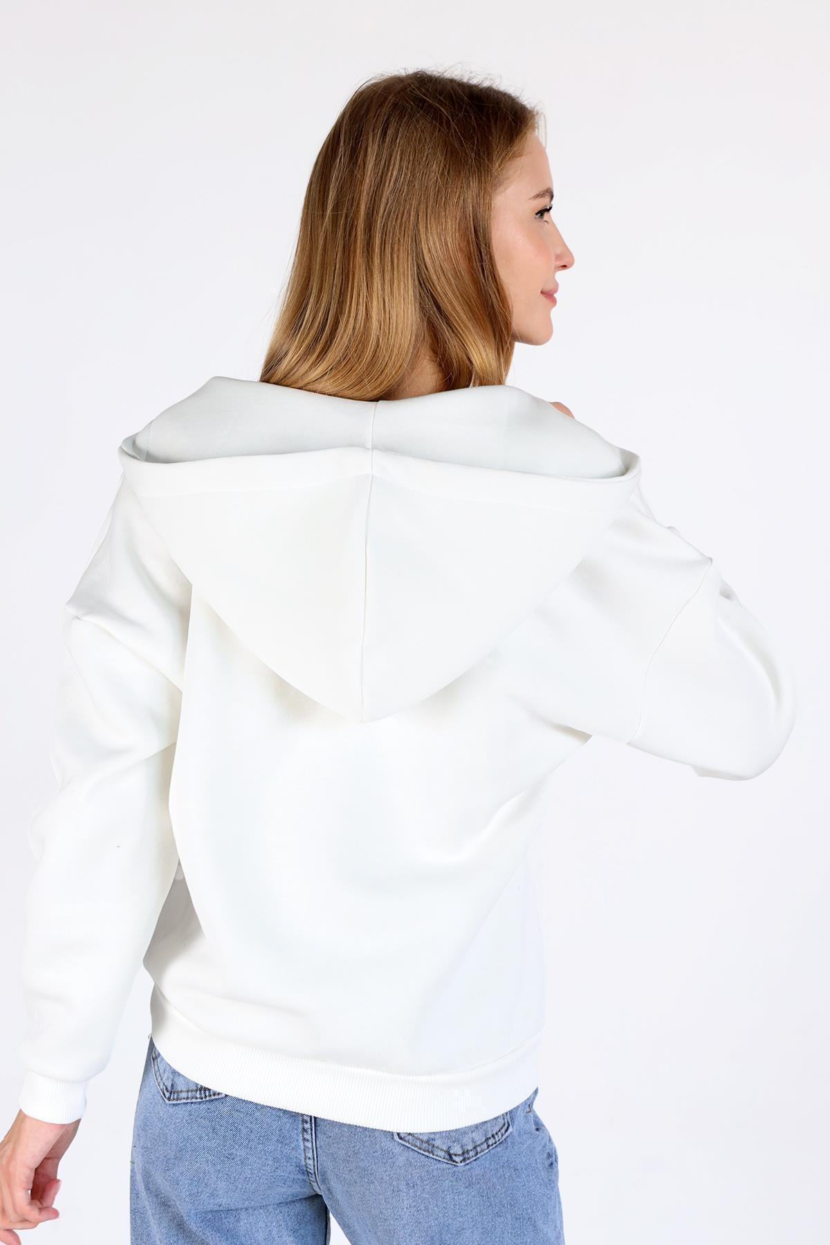 Ekru Yaka Kuşgözü Detay Sweat 9145M - 5