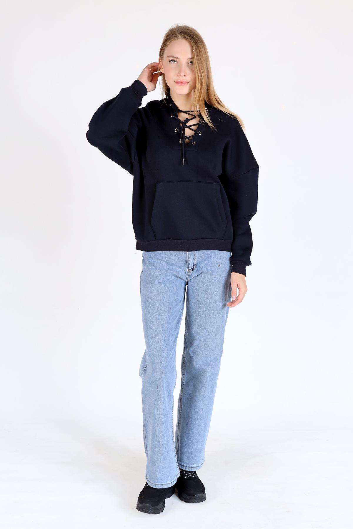 9145M Yaka Bağlama Detay Sweat Laci - RAYS