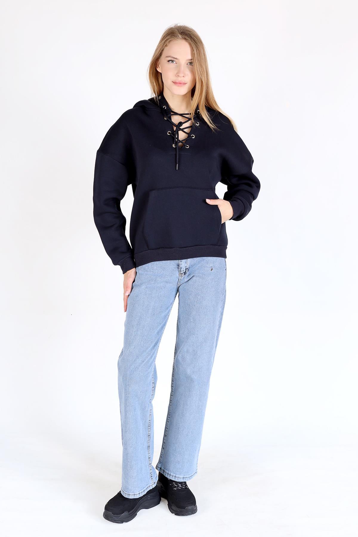 9145M Yaka Bağlama Detay Sweat Laci - 6