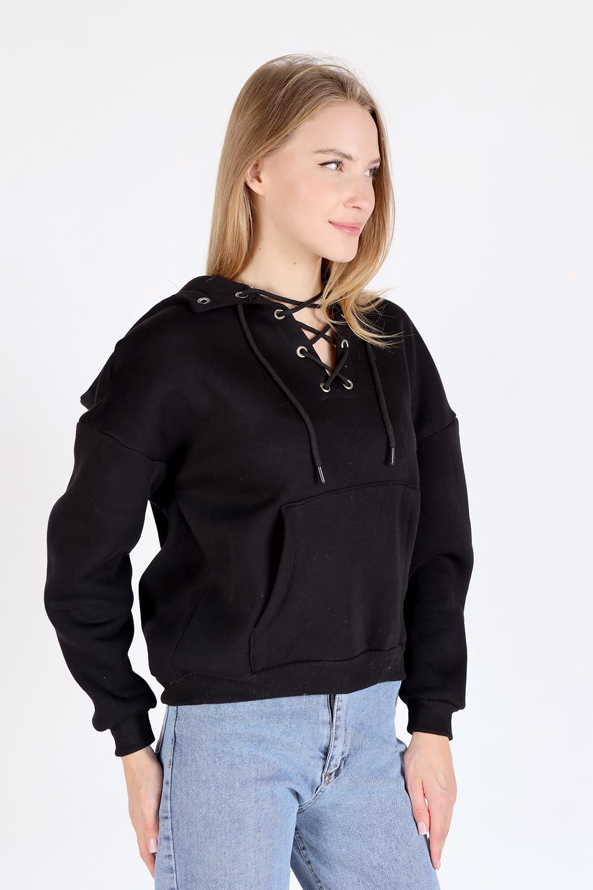 Siyah Yaka Kuşgözü Detay Sweat 9145M - 6