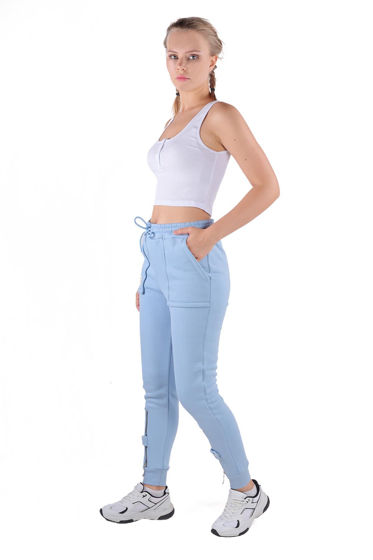 Bebe Mavi Paça Fermuar Detay Eşofman 9146M - 5