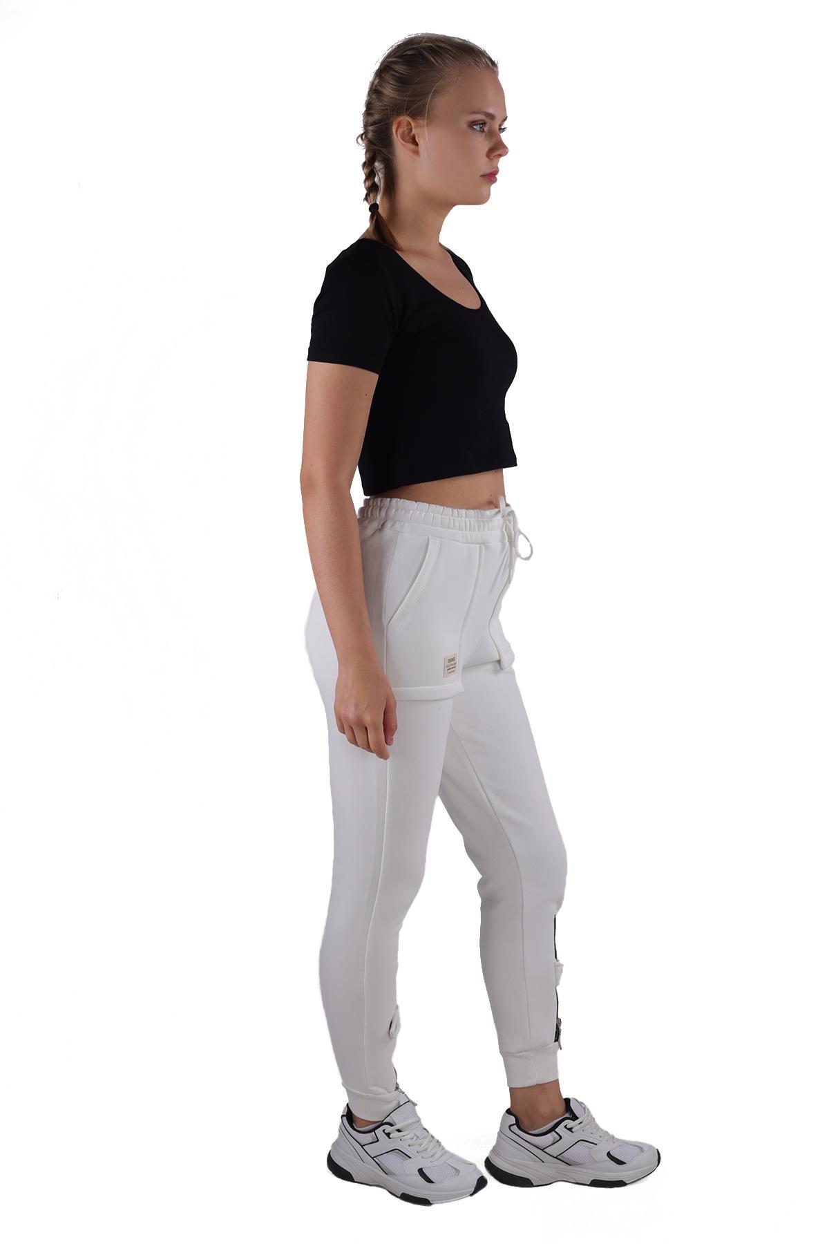 Ekru Paça Fermuar Detay Eşofman 9146M - 3