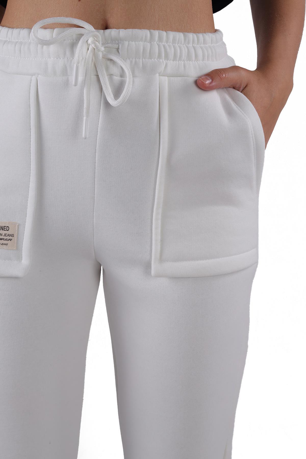 Ekru Paça Fermuar Detay Eşofman 9146M - 4