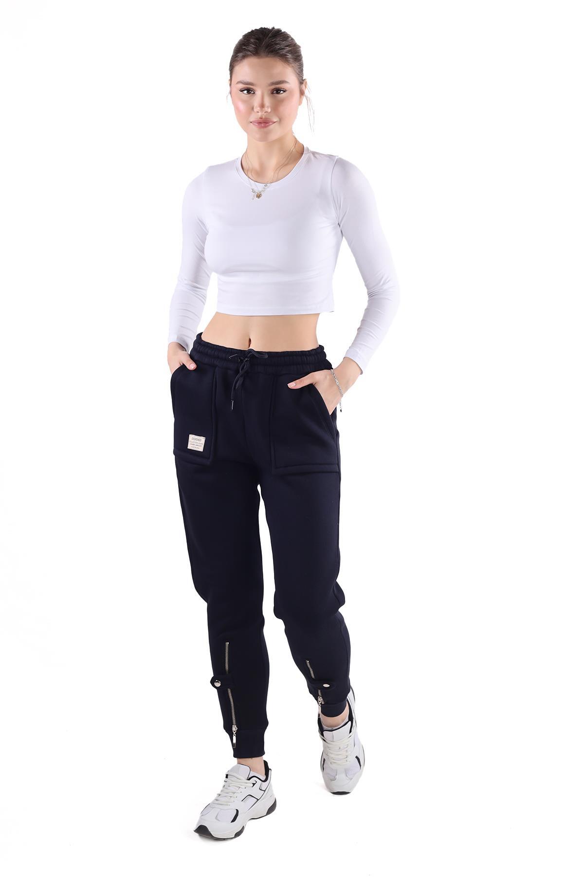 9146M Paça Fermuar Detay Slim Fit Eşofman Laci 