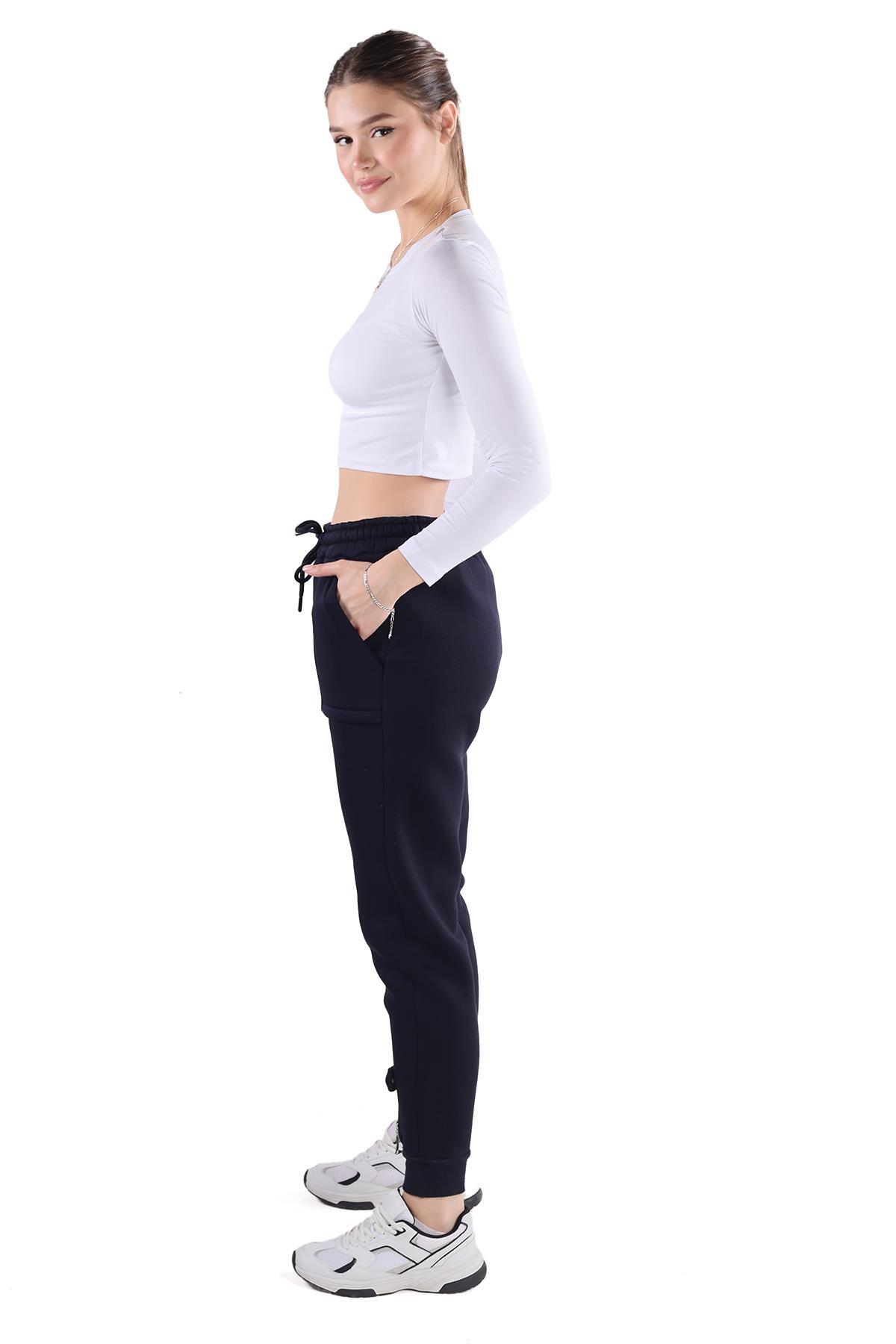 9146M Paça Fermuar Detay Slim Fit Eşofman Laci - 2