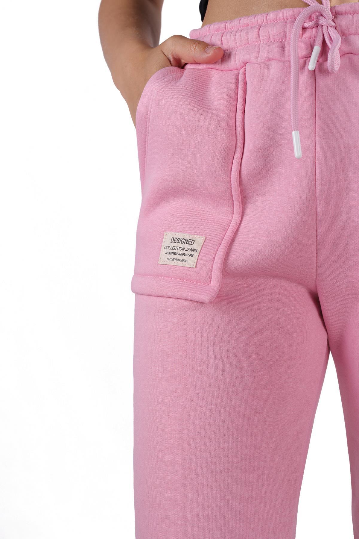 Pembe Paça Fermuar Detay Eşofman 9146M - 4