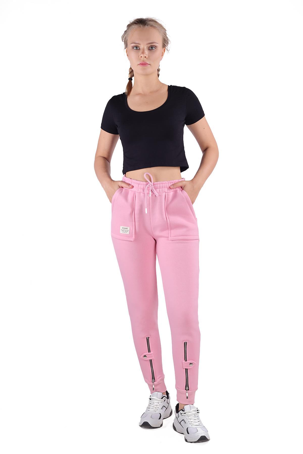 Pembe Paça Fermuar Detay Eşofman 9146M - 1