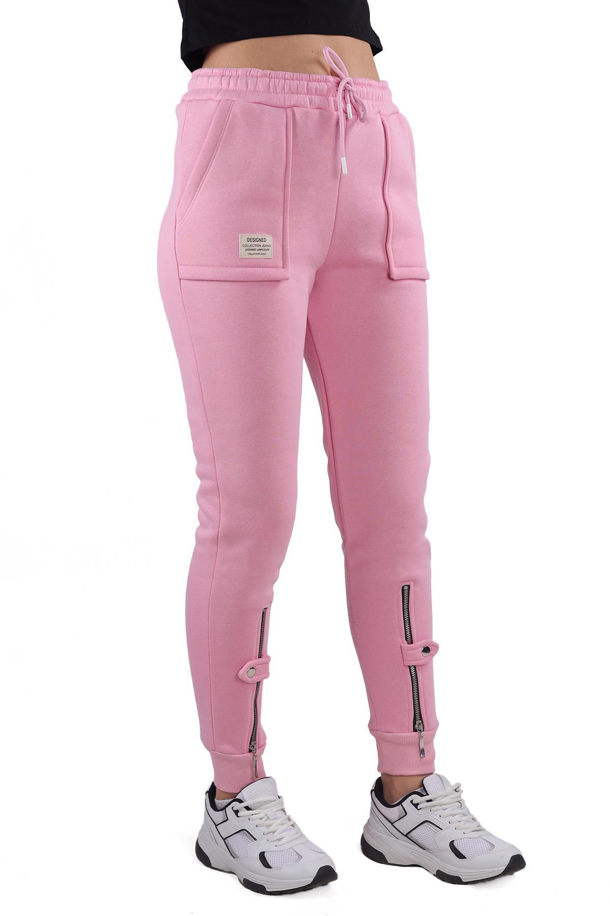 Pembe Paça Fermuar Detay Eşofman 9146M - 3