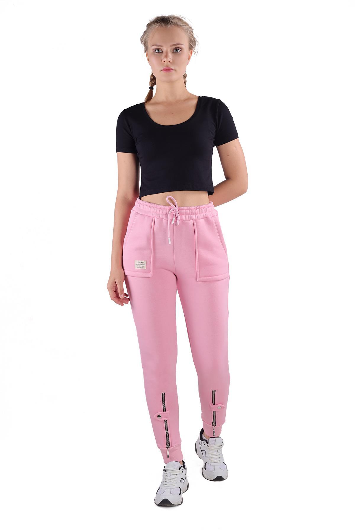 Pembe Paça Fermuar Detay Eşofman 9146M - 6