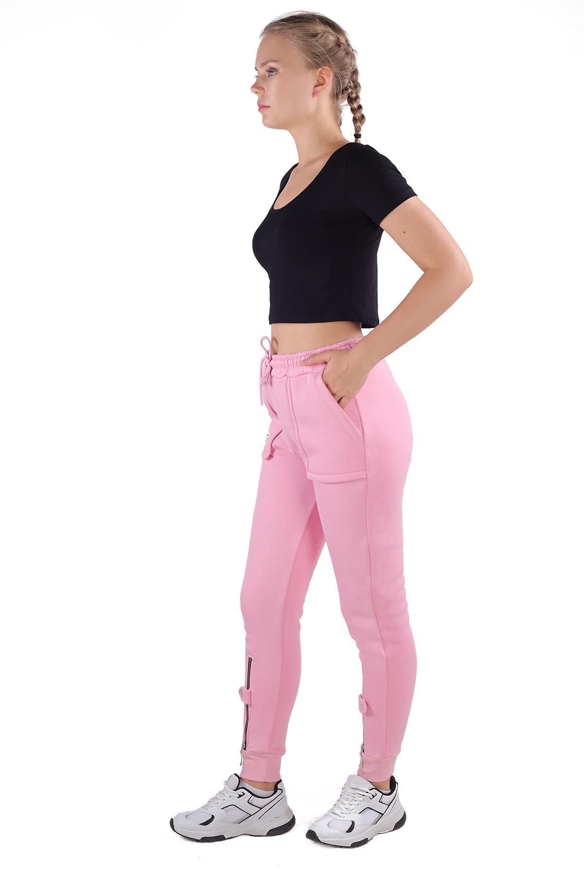 Pembe Paça Fermuar Detay Eşofman 9146M - 7