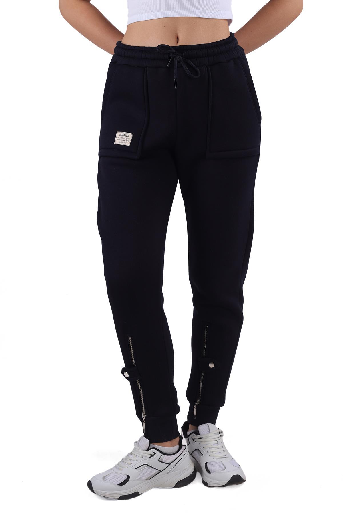 Siyah Paça Fermuar Detay Eşofman 9146M - 2