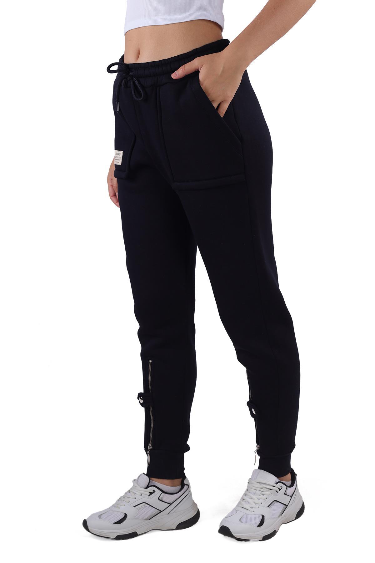 Siyah Paça Fermuar Detay Eşofman 9146M - 3