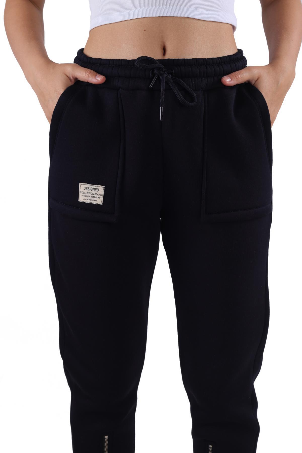 Siyah Paça Fermuar Detay Eşofman 9146M - 4