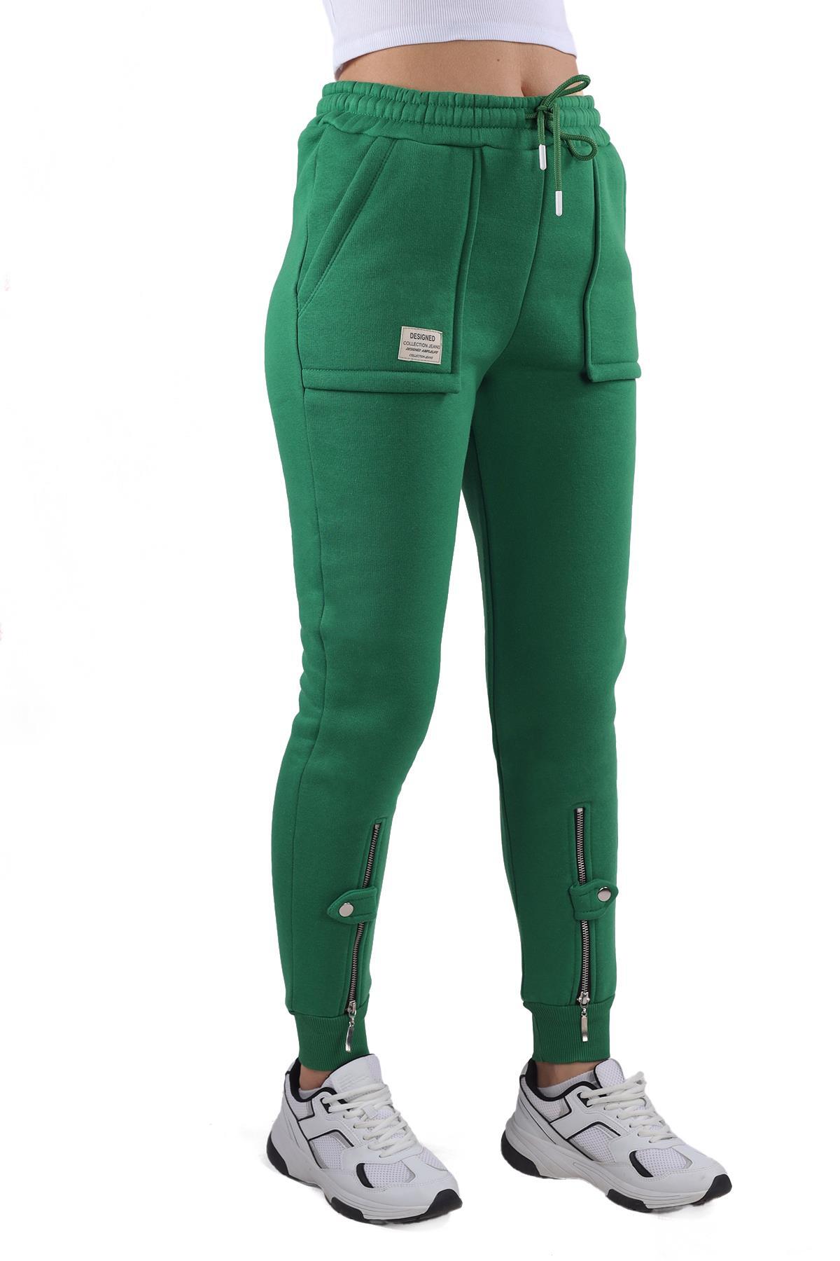 Yeşil Paça Fermuar Detay Eşofman 9146M - 3