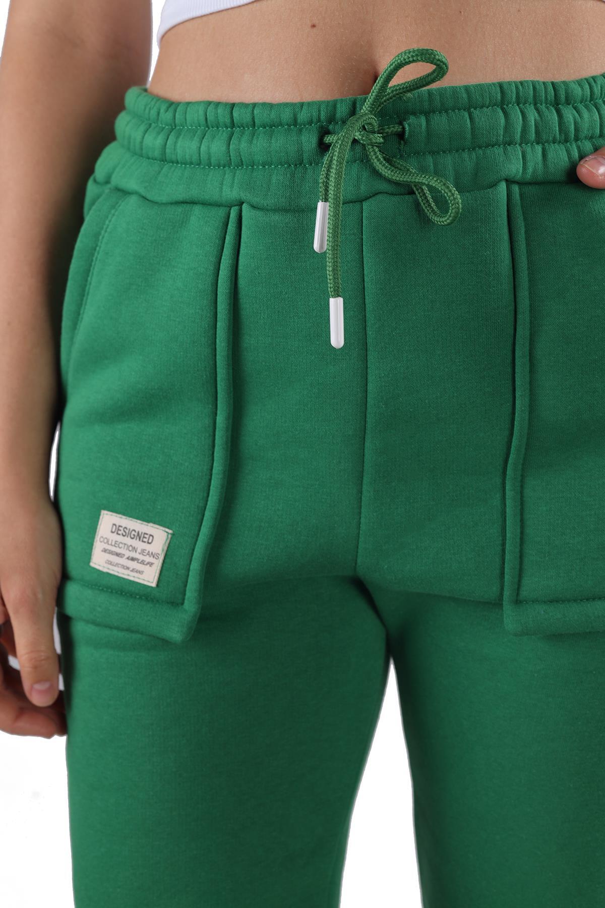 Yeşil Paça Fermuar Detay Eşofman 9146M - 4