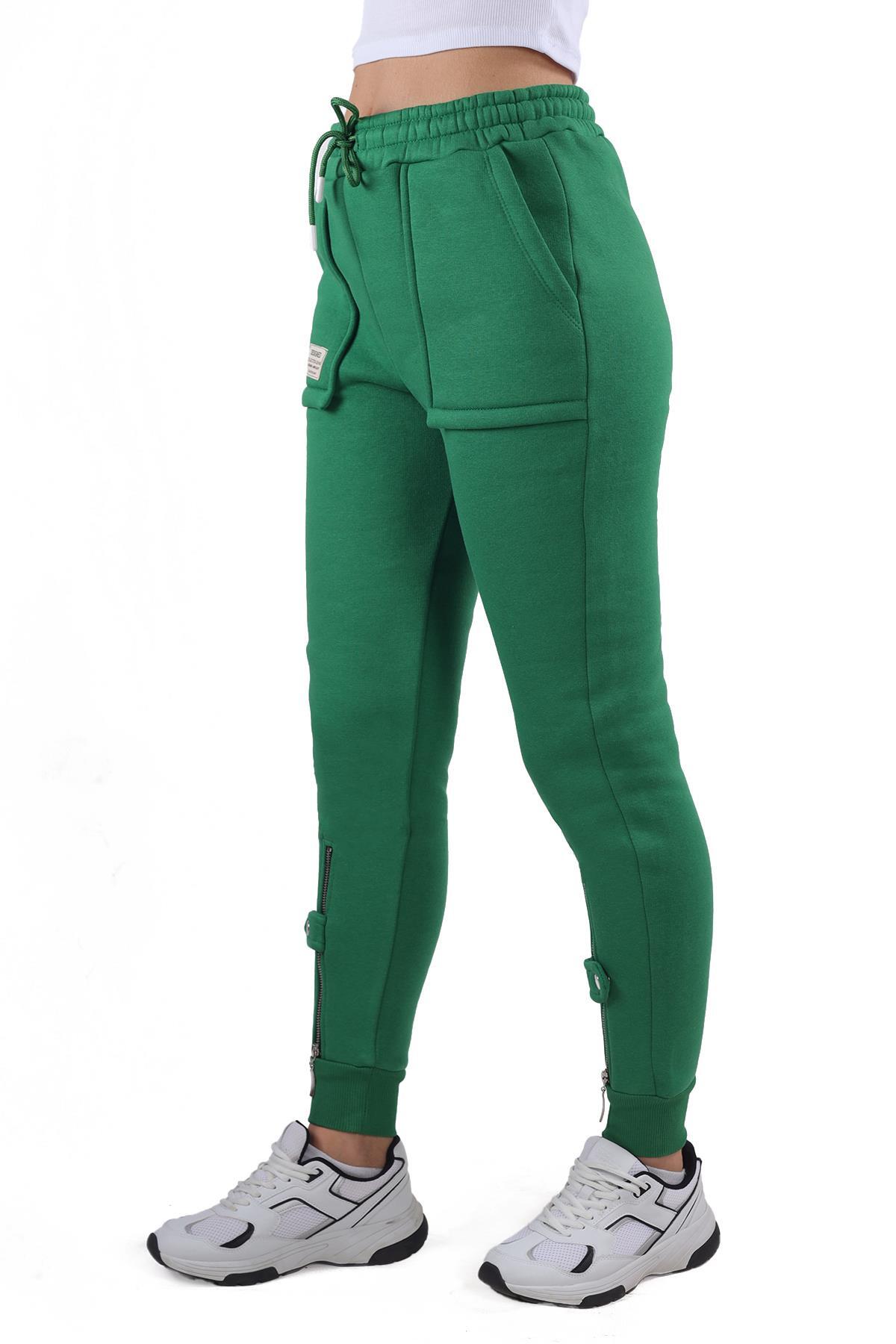 Yeşil Paça Fermuar Detay Eşofman 9146M - 7