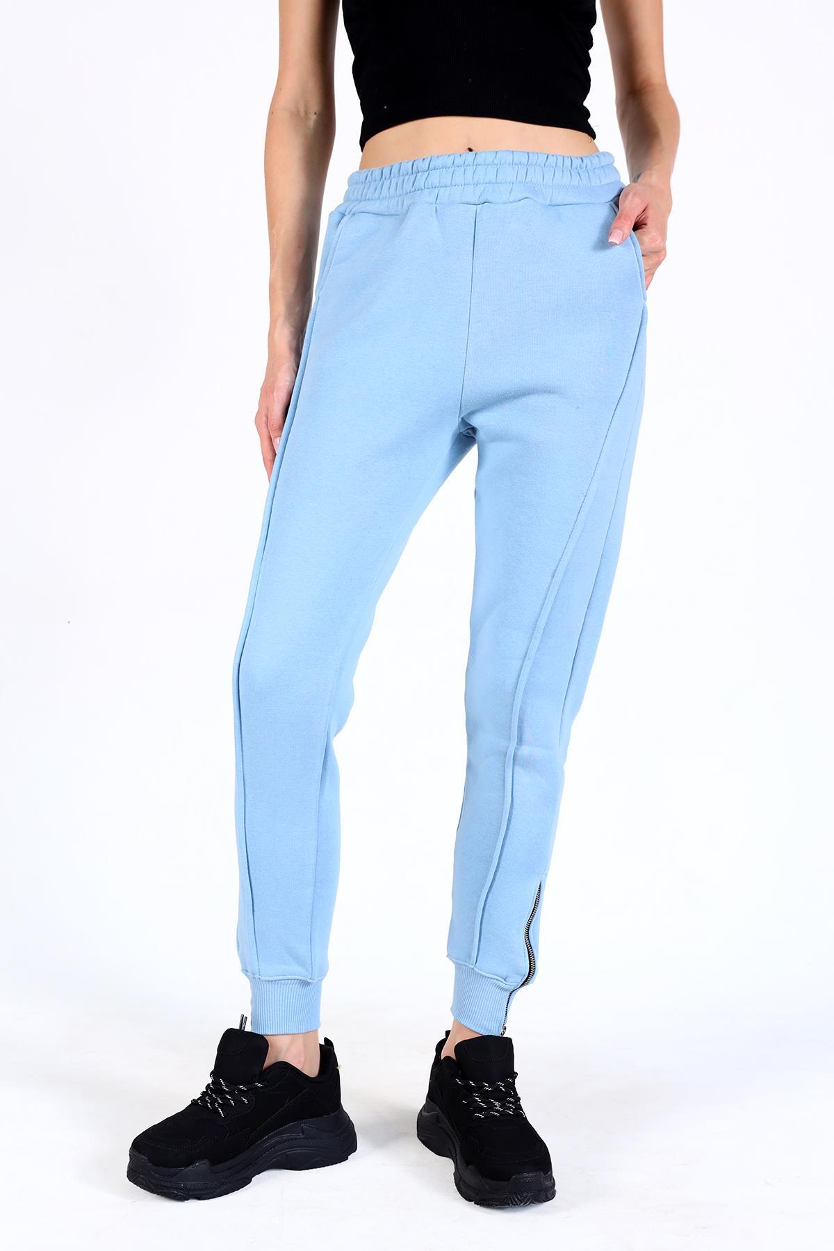 Bebe Mavi Ön Çima Detay Paça Fermuarlı Eşofman 9147M - 2