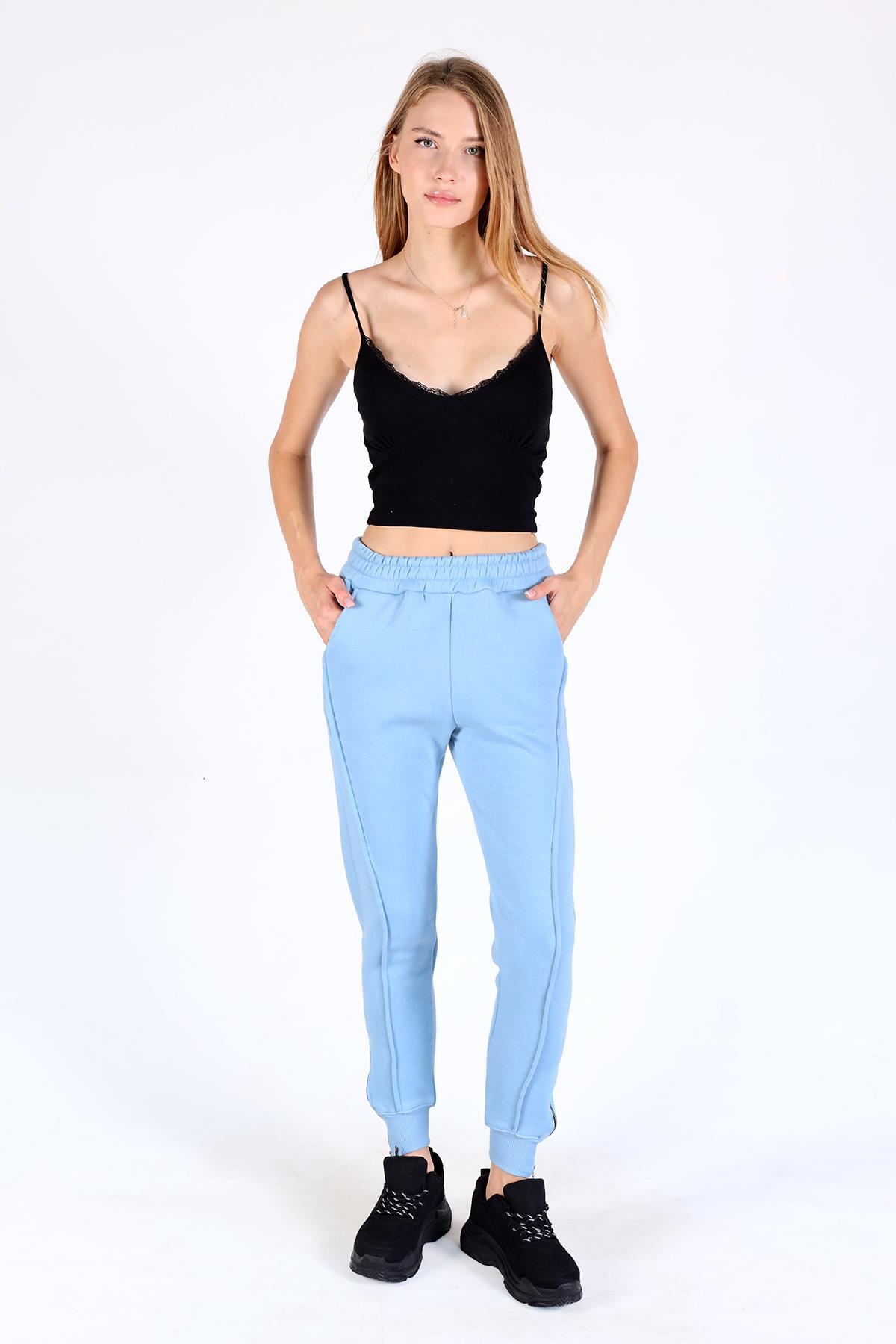 Bebe Mavi Ön Çima Detay Paça Fermuarlı Eşofman 9147M - 3