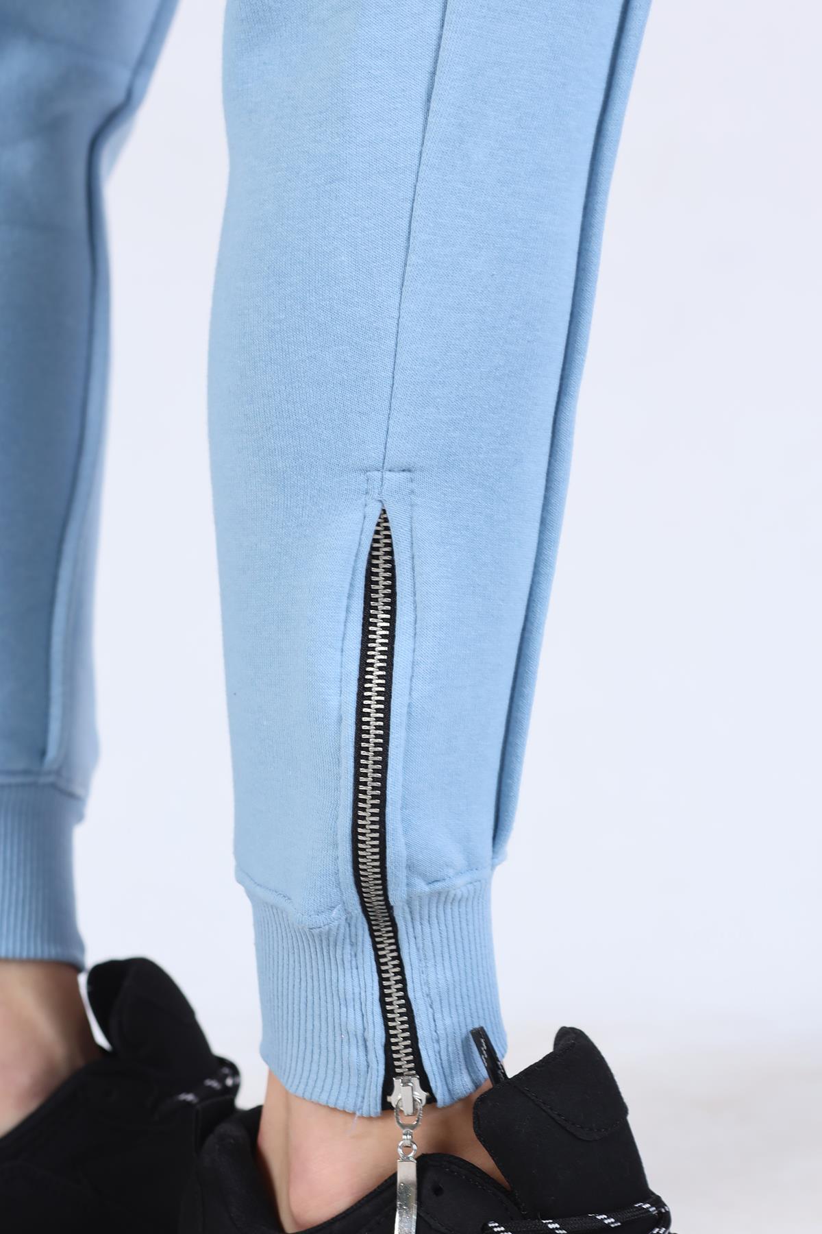 Bebe Mavi Ön Çima Detay Paça Fermuarlı Eşofman 9147M - 6