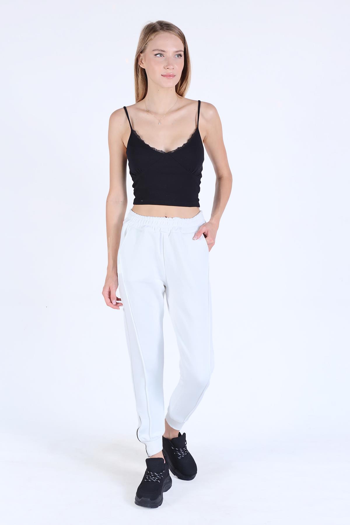 9147M Ön Çima Detay Eşofman Ekru 