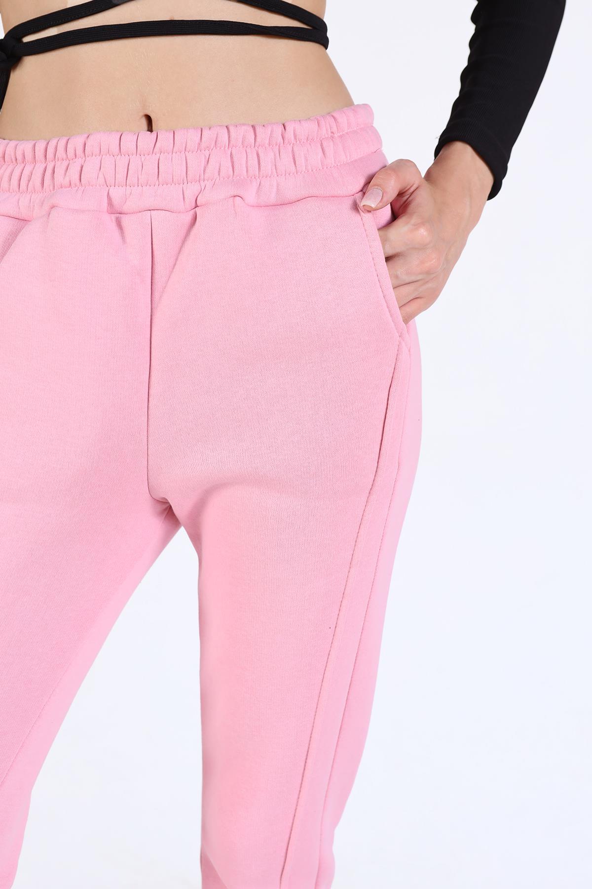 Pembe Ön Çima Detay Paça Fermuarlı Eşofman 9147M - 3