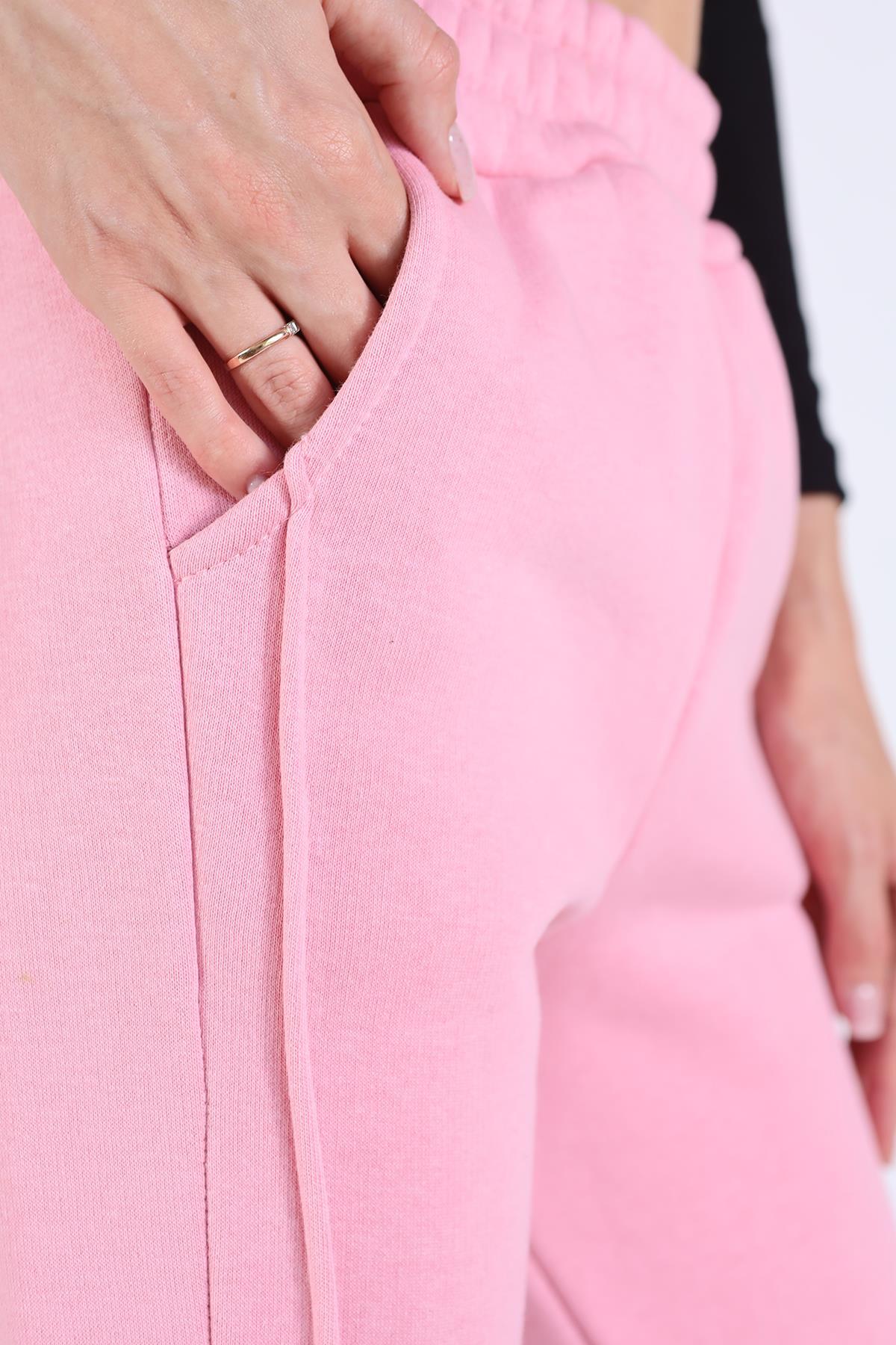 Pembe Ön Çima Detay Paça Fermuarlı Eşofman 9147M - 7