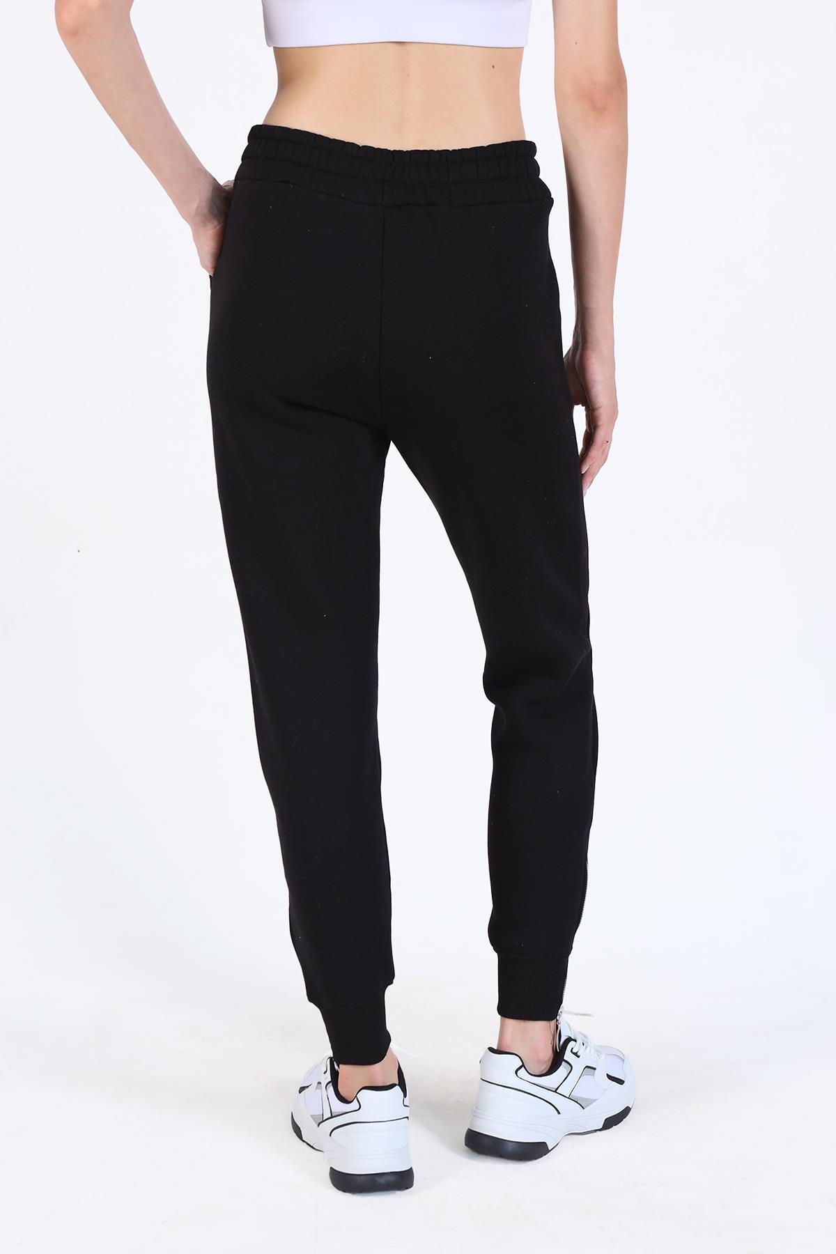 Siyah Ön Çima Detay Paça Fermuarlı Eşofman 9147M - 8