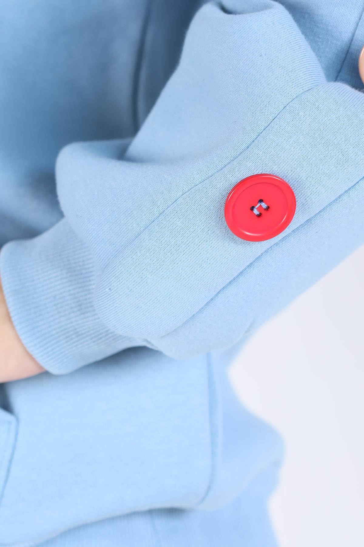 Bebe Mavi Kol Düğme Detay Kapşonlü Sweat 9148M - 4