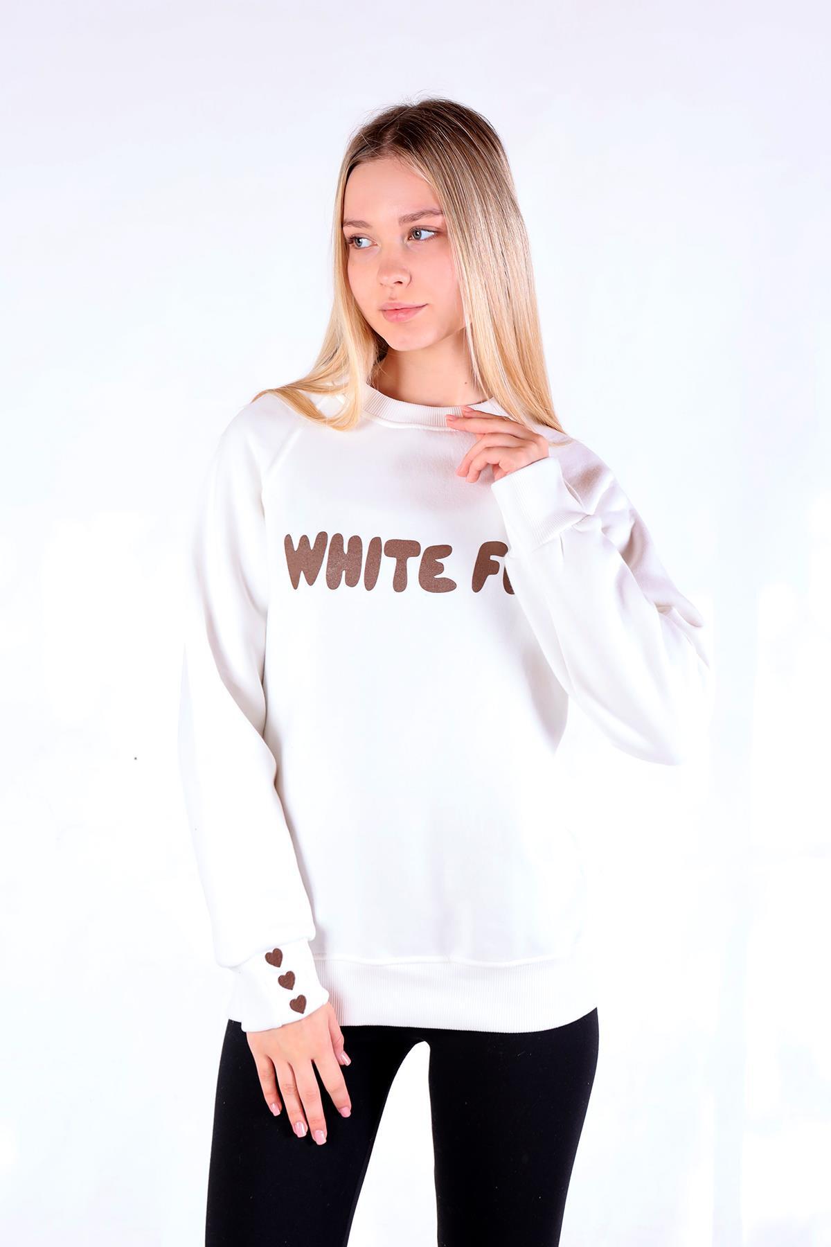 Ekru Whıte Fox Baskı Sweat 9149M - 7
