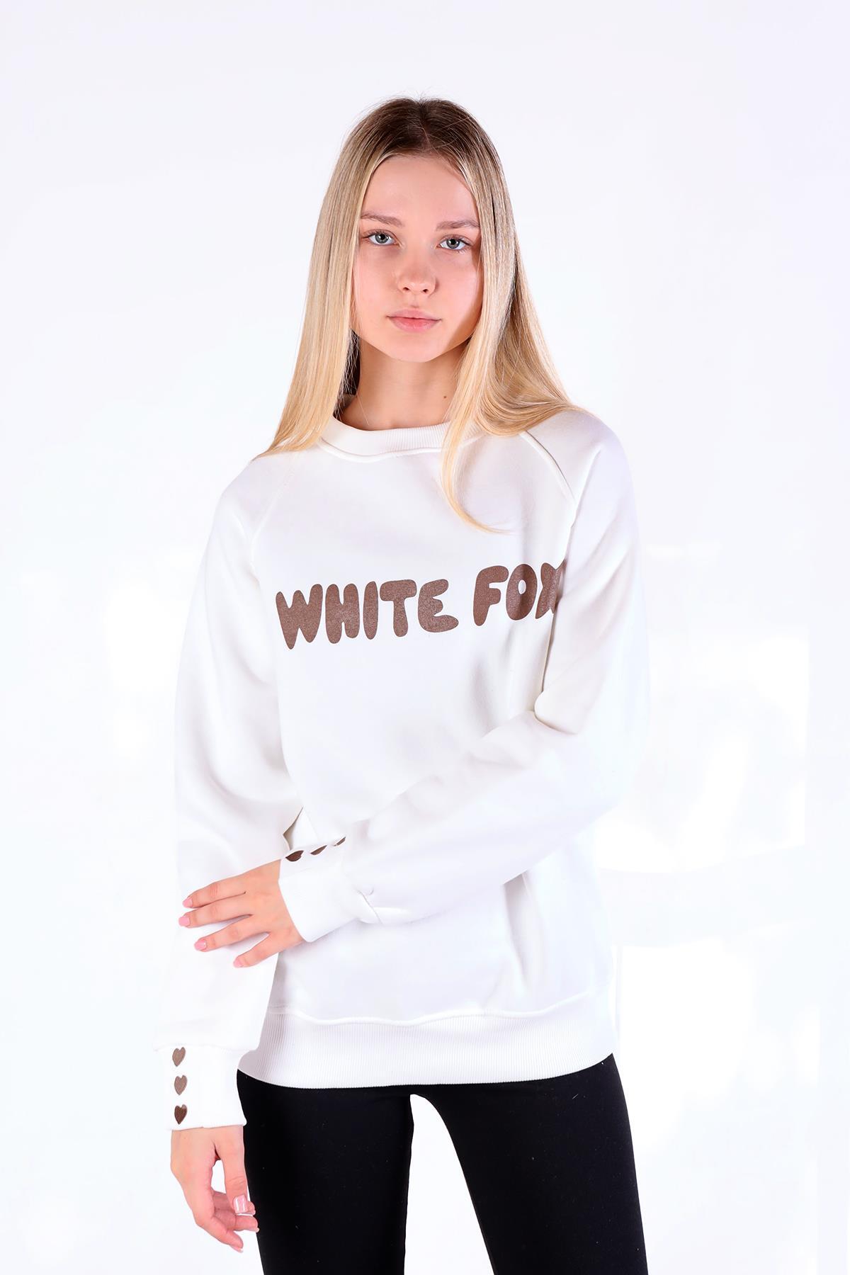 Ekru Whıte Fox Baskı Sweat 9149M - 1