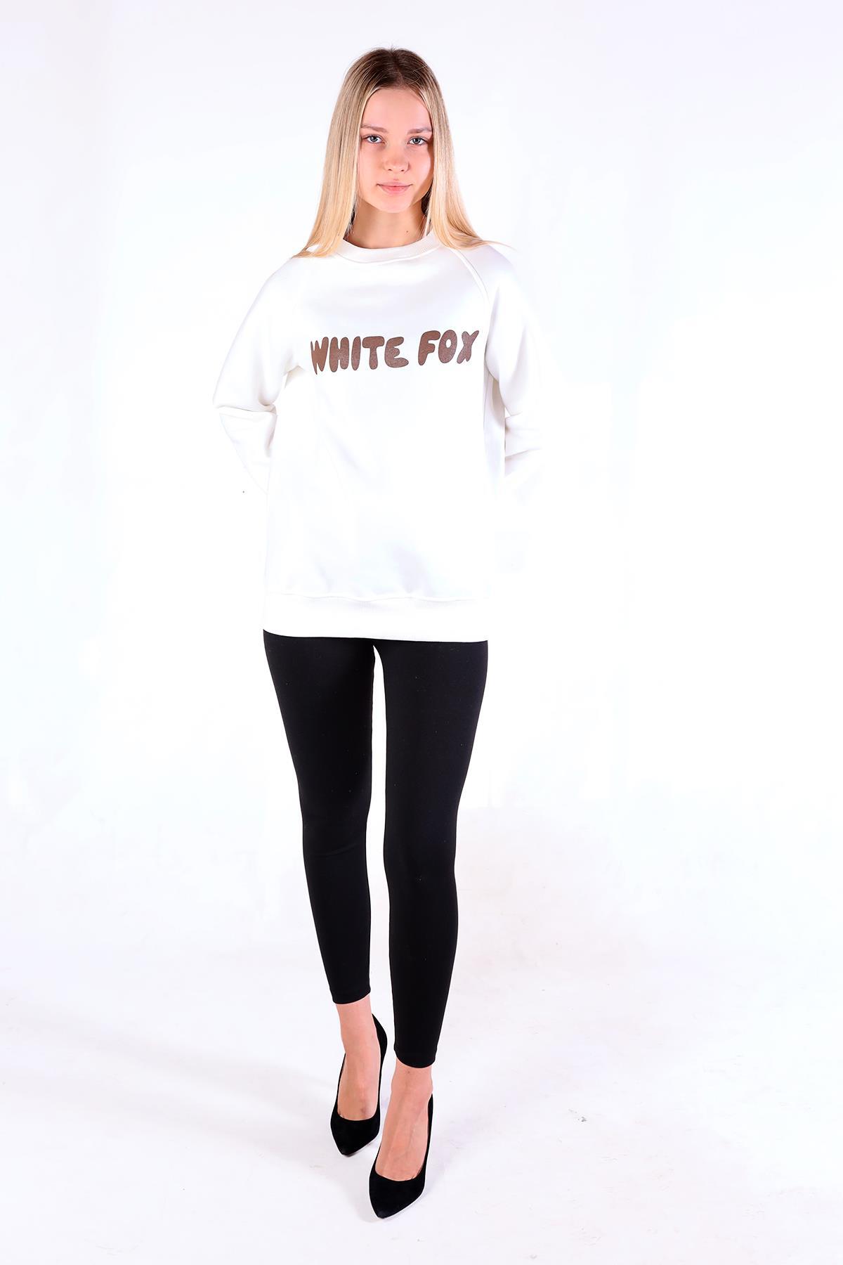 Ekru Whıte Fox Baskı Sweat 9149M - 2