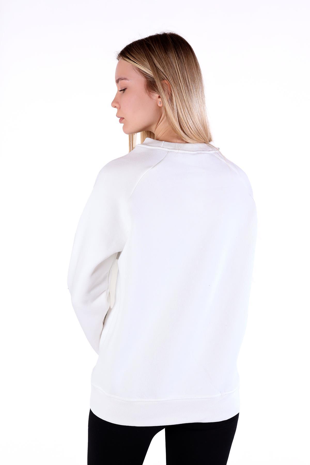 Ekru Whıte Fox Baskı Sweat 9149M - 5