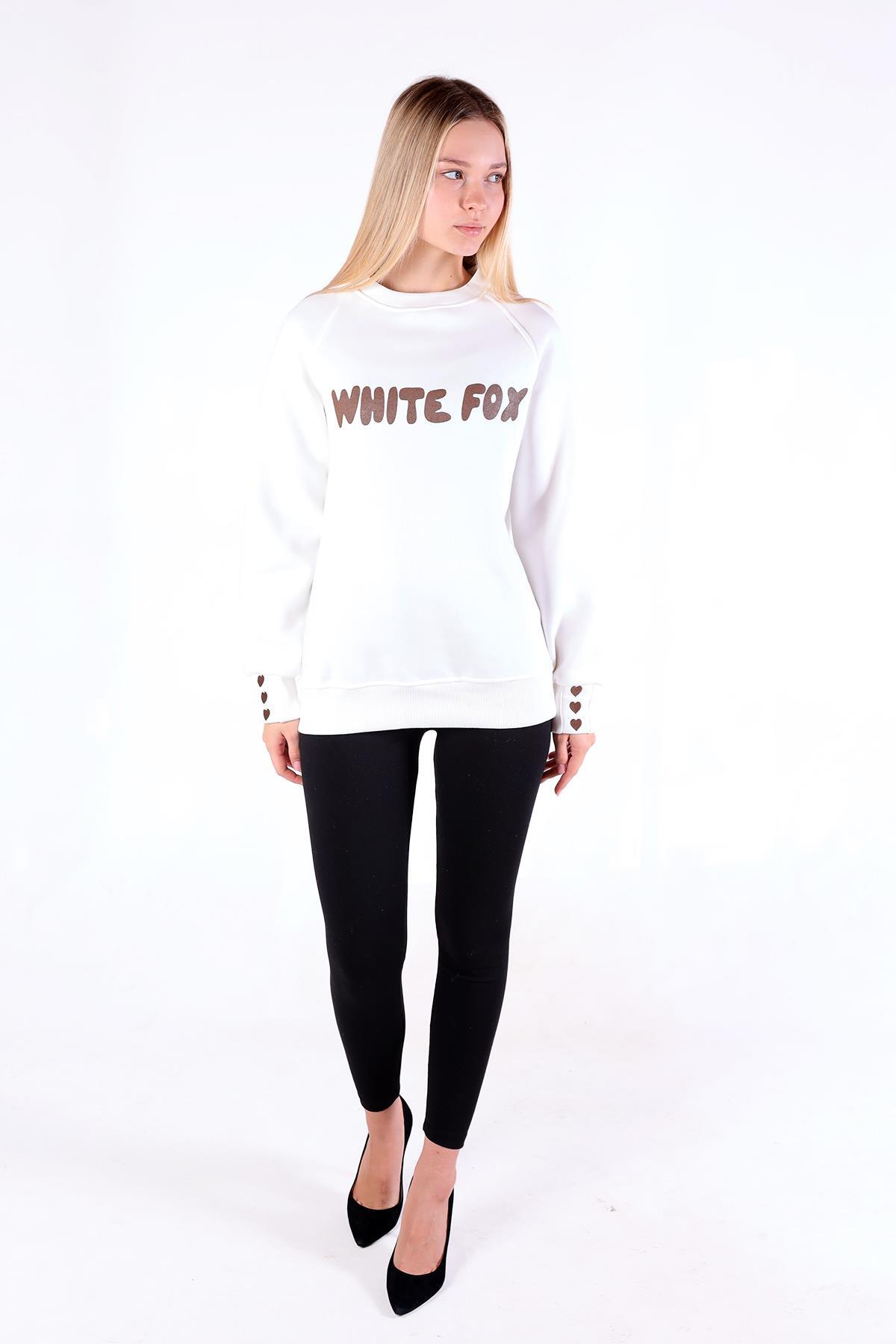 Ekru Whıte Fox Baskı Sweat 9149M - 8