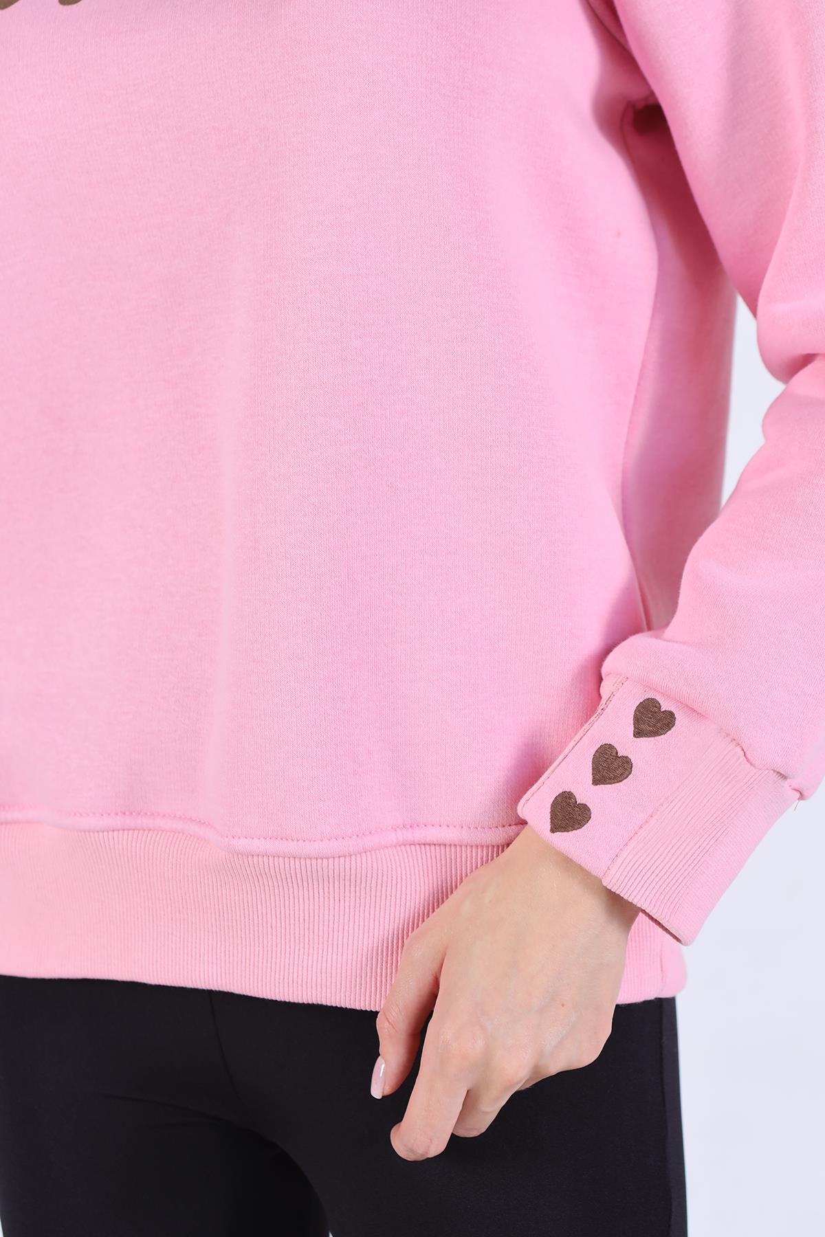 Pembe Whıte Fox Baskı Sweat 9149M - 4
