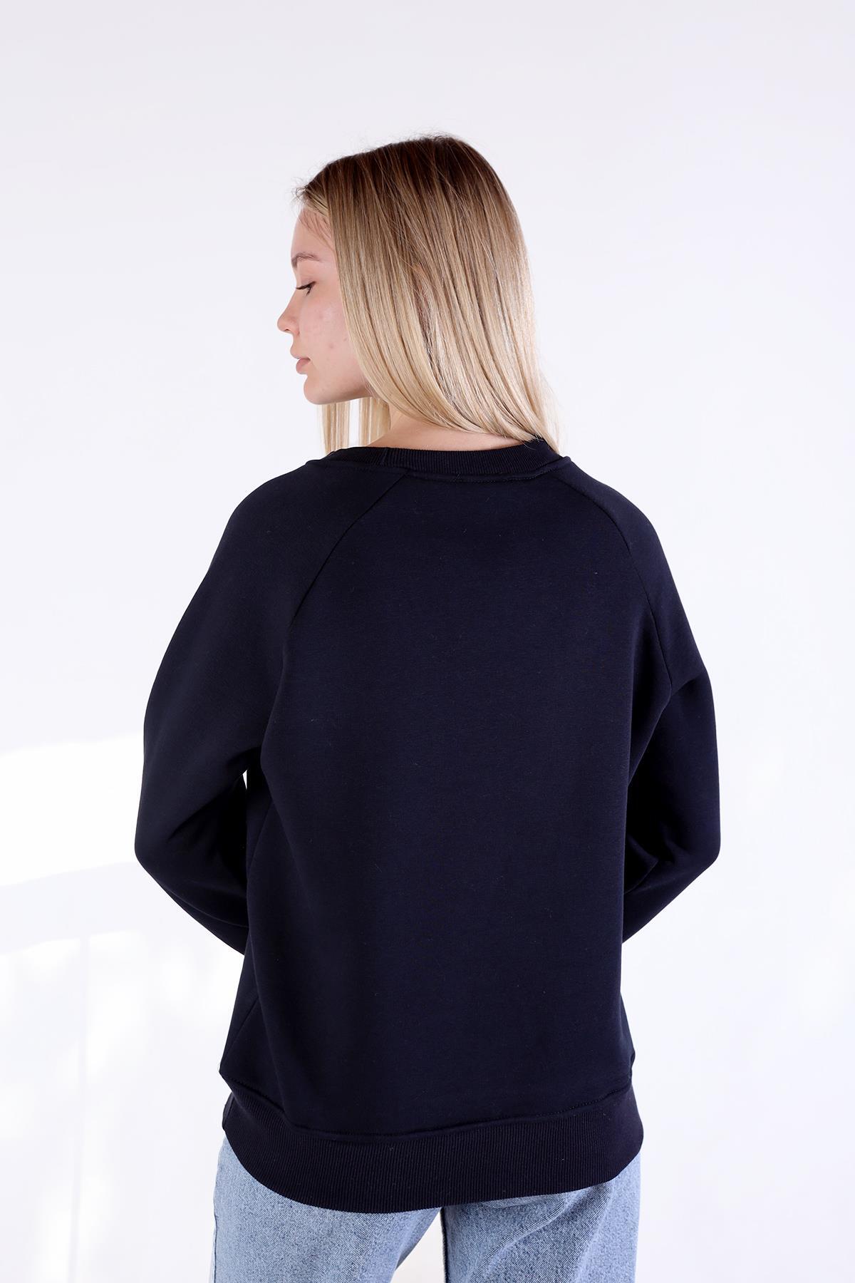 Siyah Whıte Fox Baskı Sweat 9149M - 5