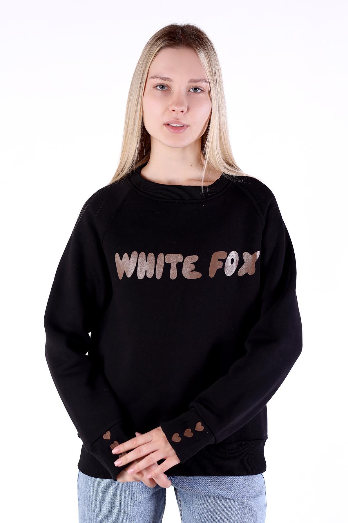 Siyah Whıte Fox Baskı Sweat 9149M - 8