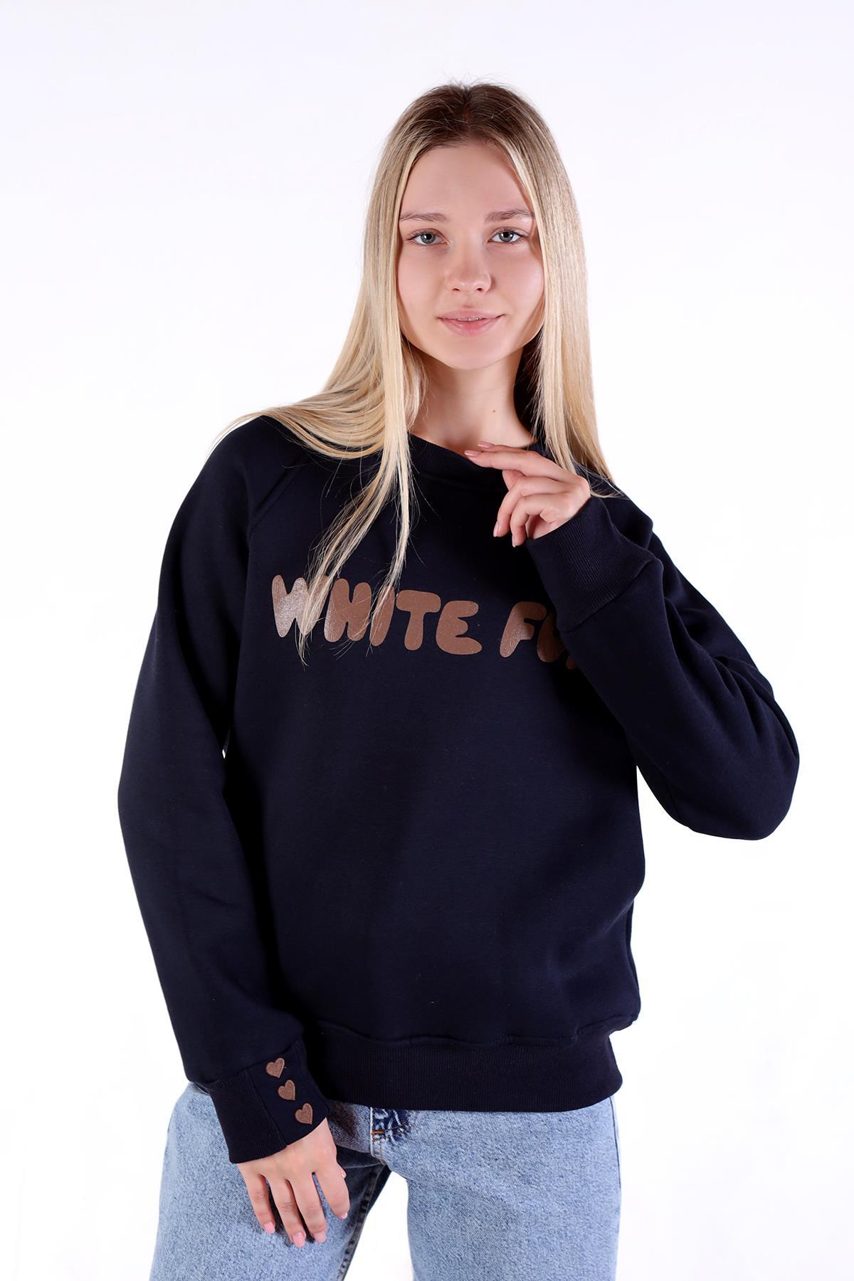 Siyah Whıte Fox Baskı Sweat 9149M - 3