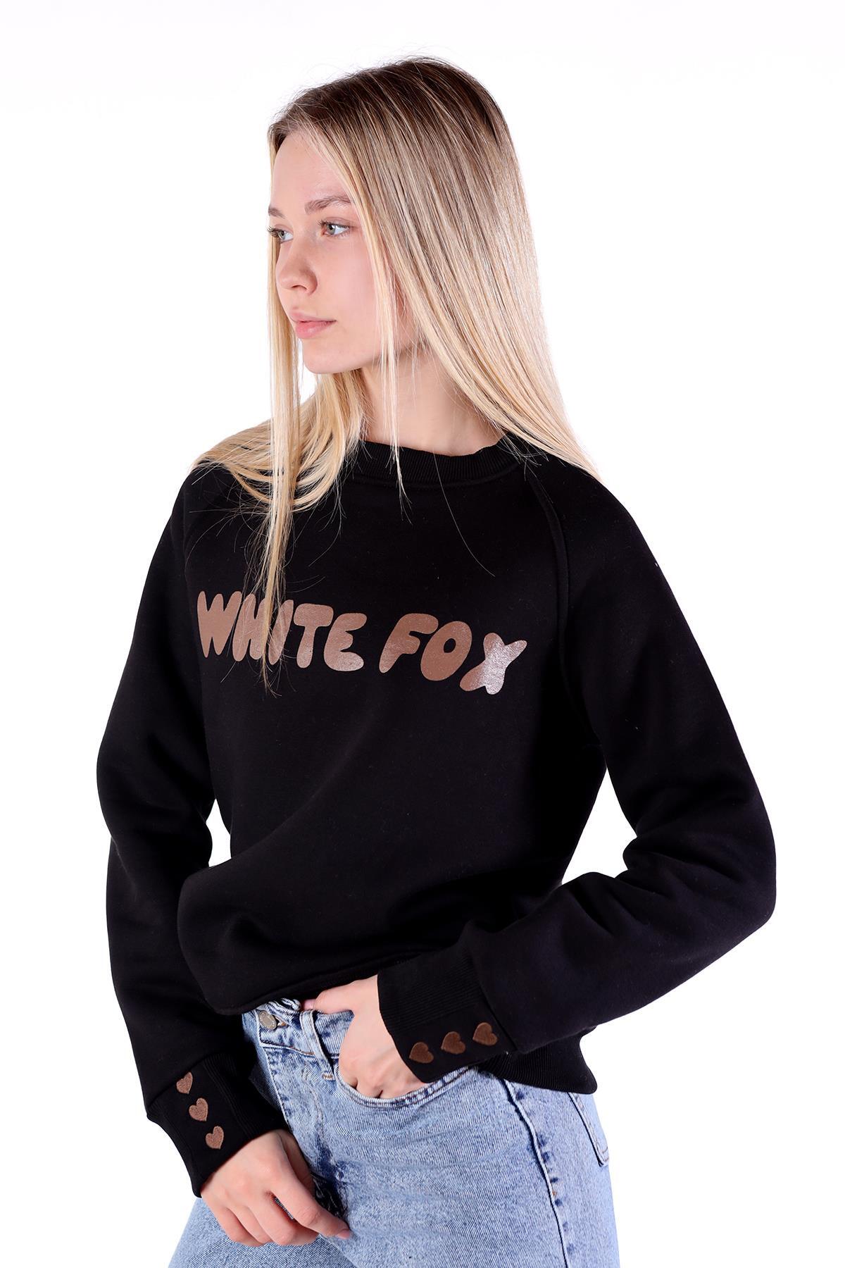 Siyah Whıte Fox Baskı Sweat 9149M - 6