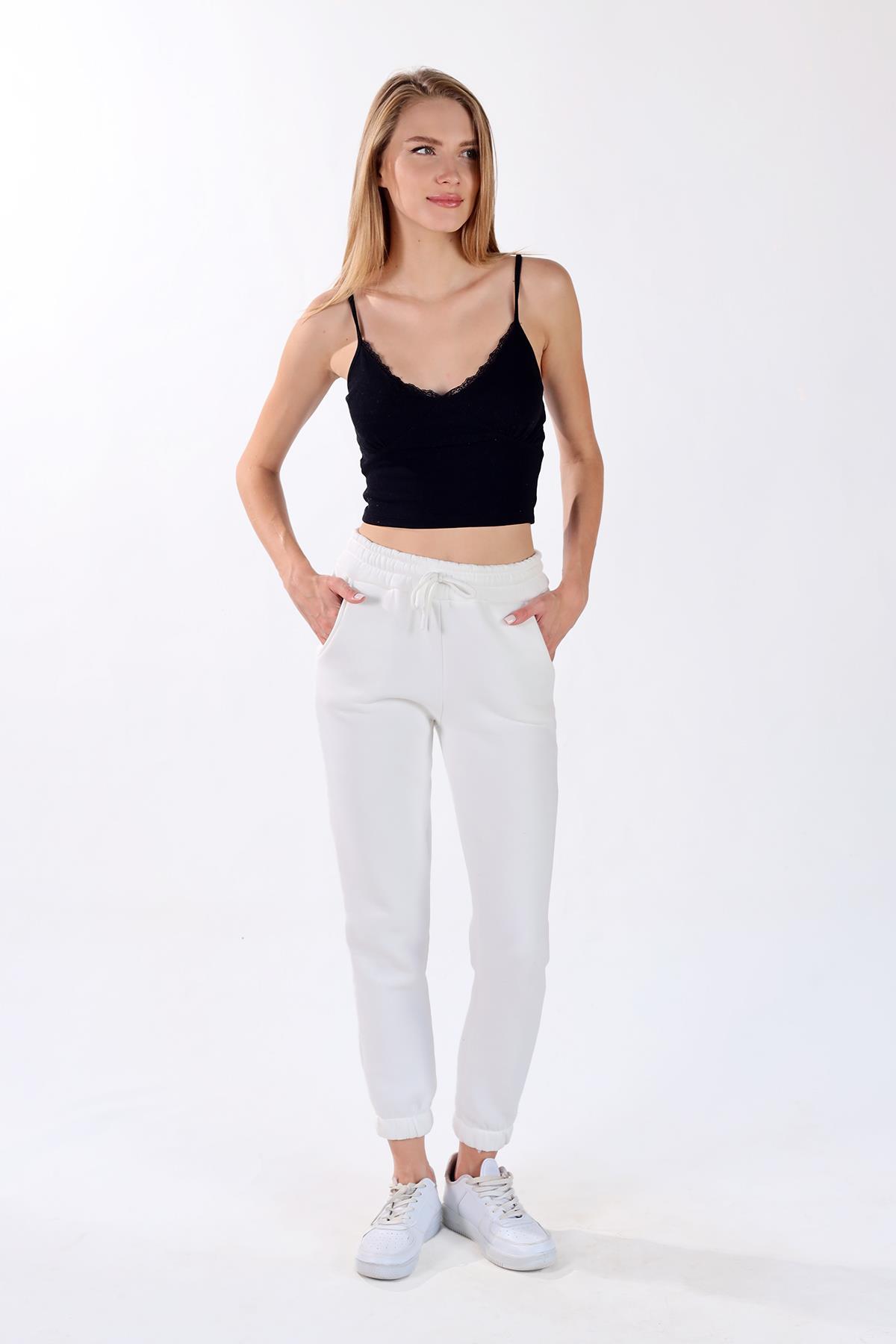 9151M Paça Lastik Cepli Eşofman Ekru - RAYS