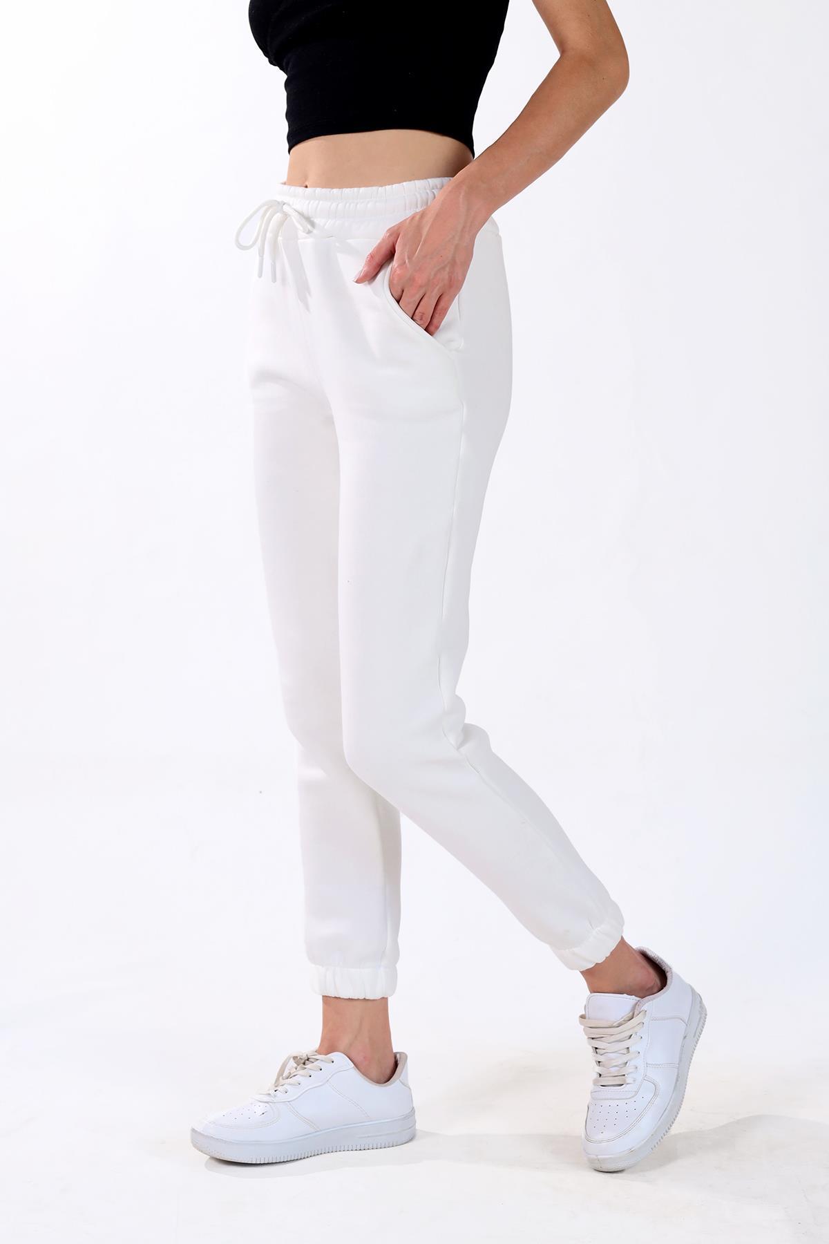 Ekru Paça Lastik Cepli Eşofman TCR-9151M - 3