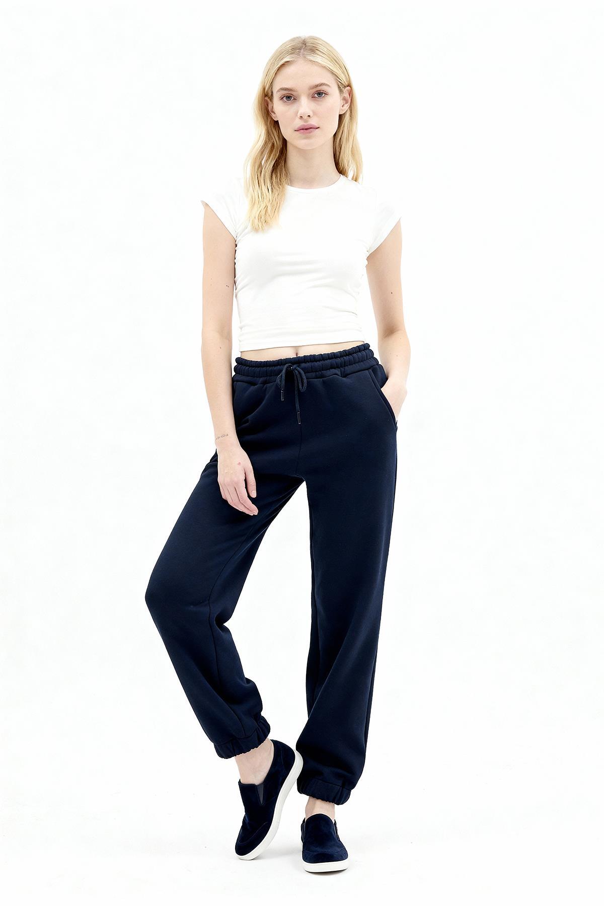 Laci Paçası Lastikli Kadın Jogger Eşofman Altı TCR-9151M 