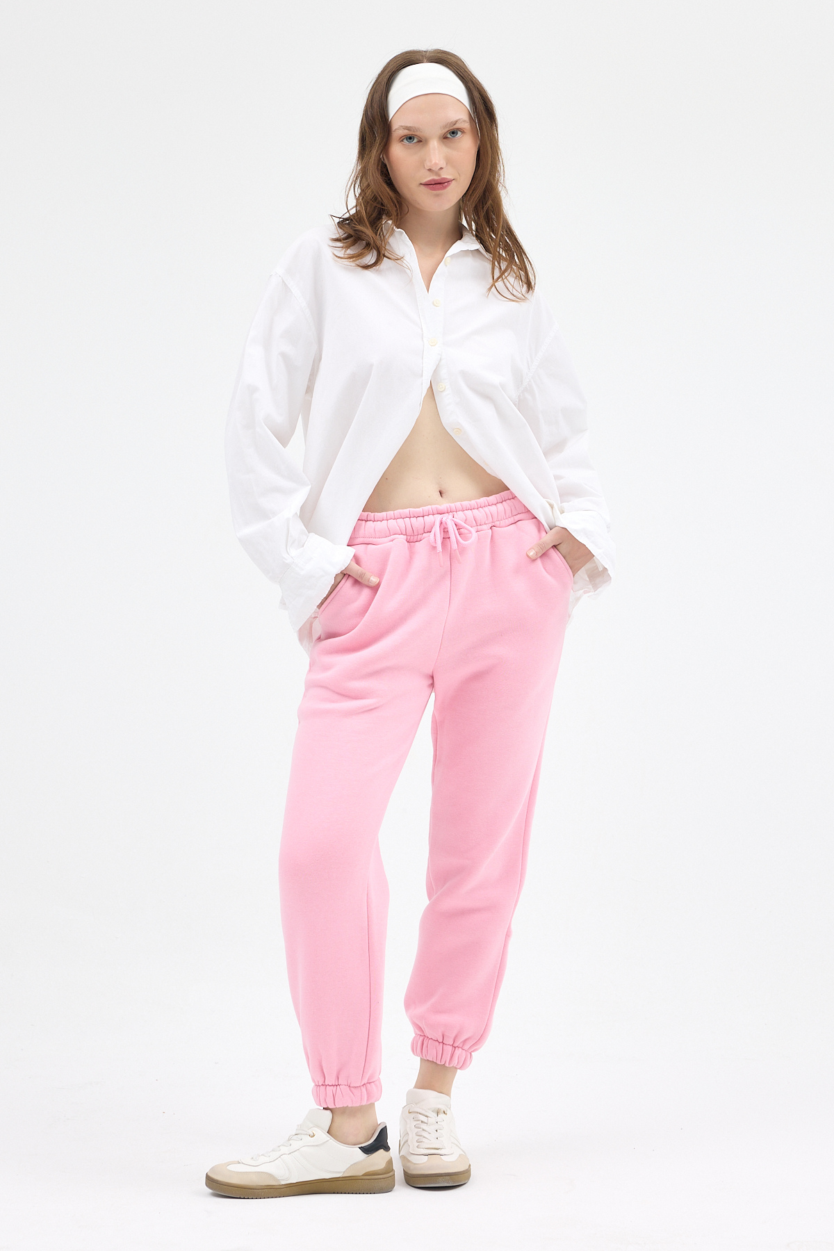 Pembe Paçası Lastikli Kadın Jogger Eşofman Altı TCR-9151M - 1