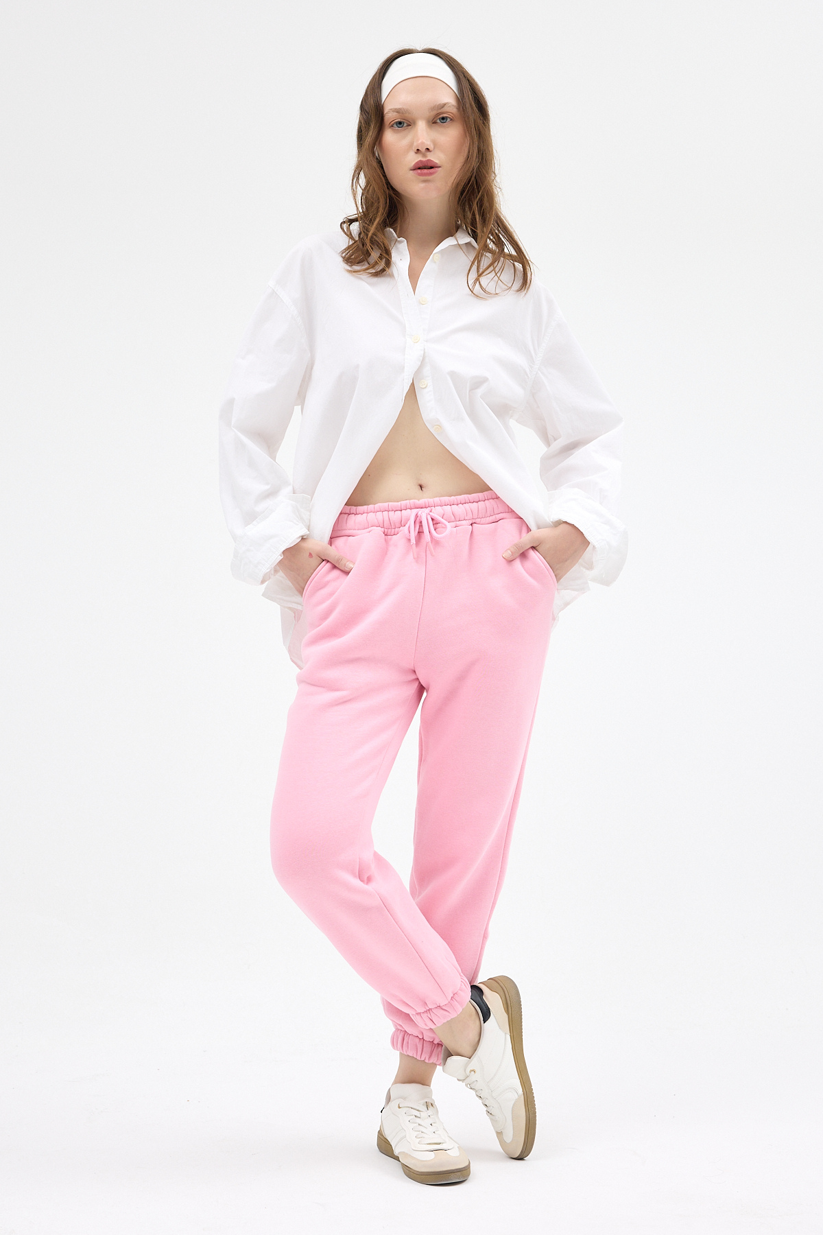 Pembe Paçası Lastikli Kadın Jogger Eşofman Altı TCR-9151M - 6