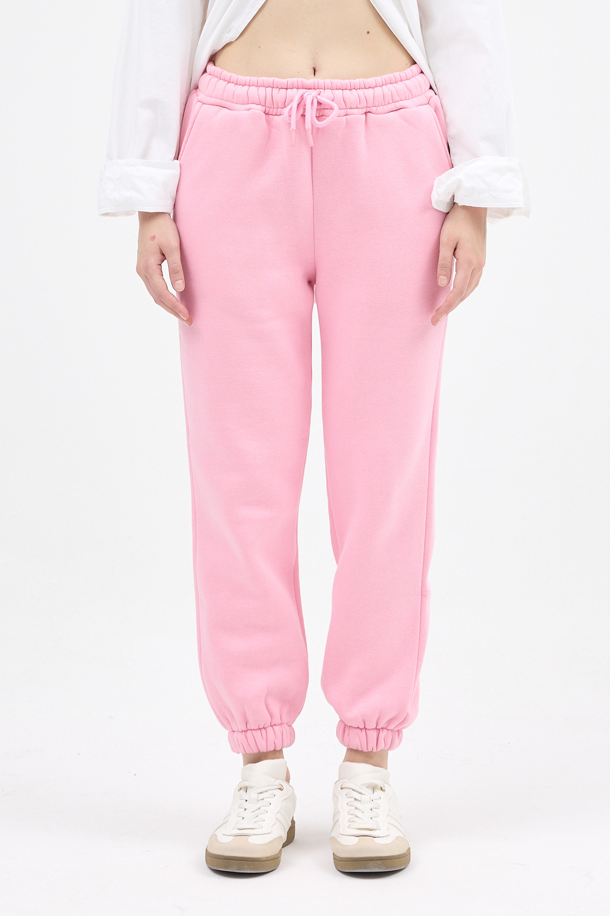 Pembe Paçası Lastikli Kadın Jogger Eşofman Altı TCR-9151M - 2