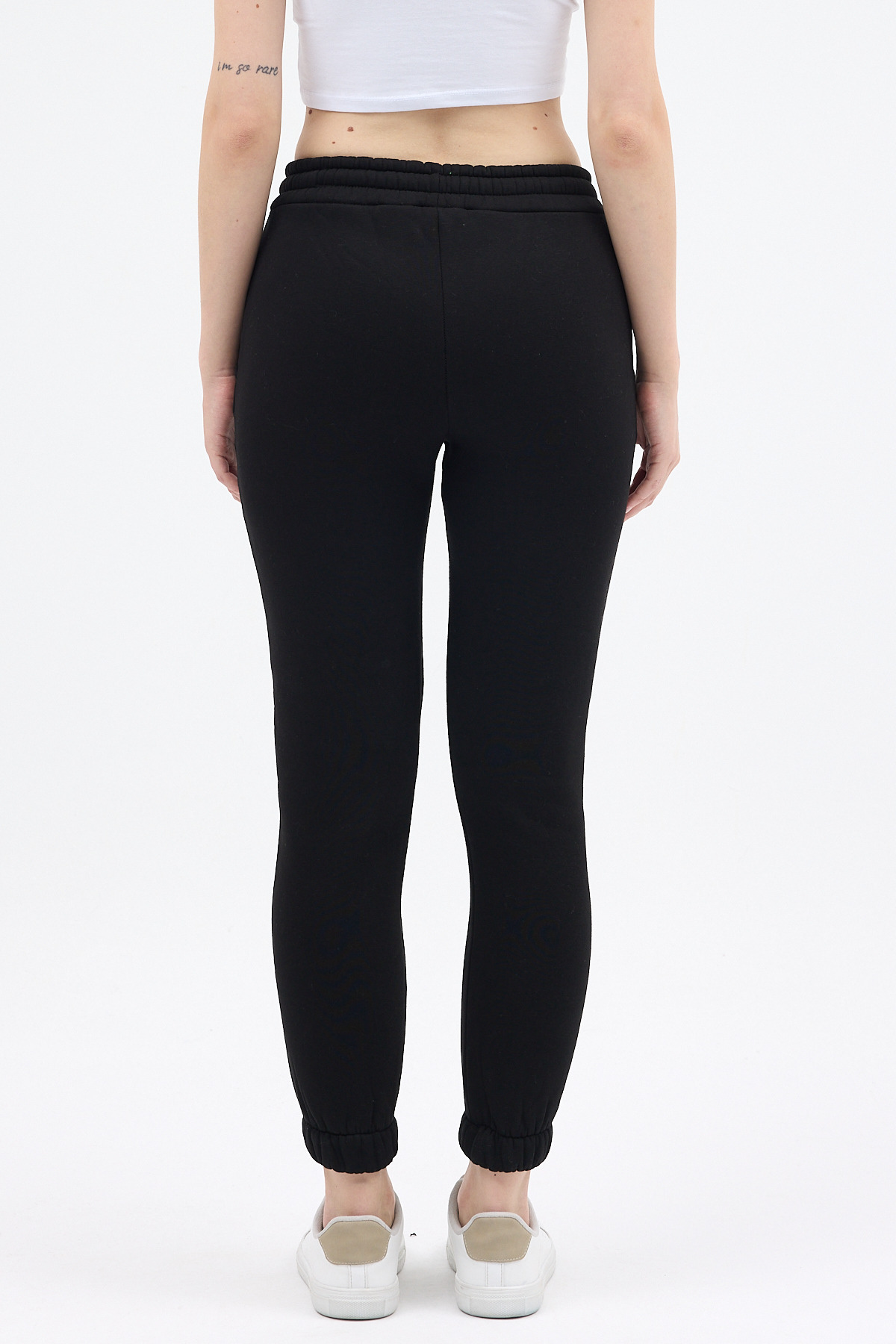 Siyah Paçası Lastikli Kadın Jogger Eşofman Altı TCR-9151M - 5
