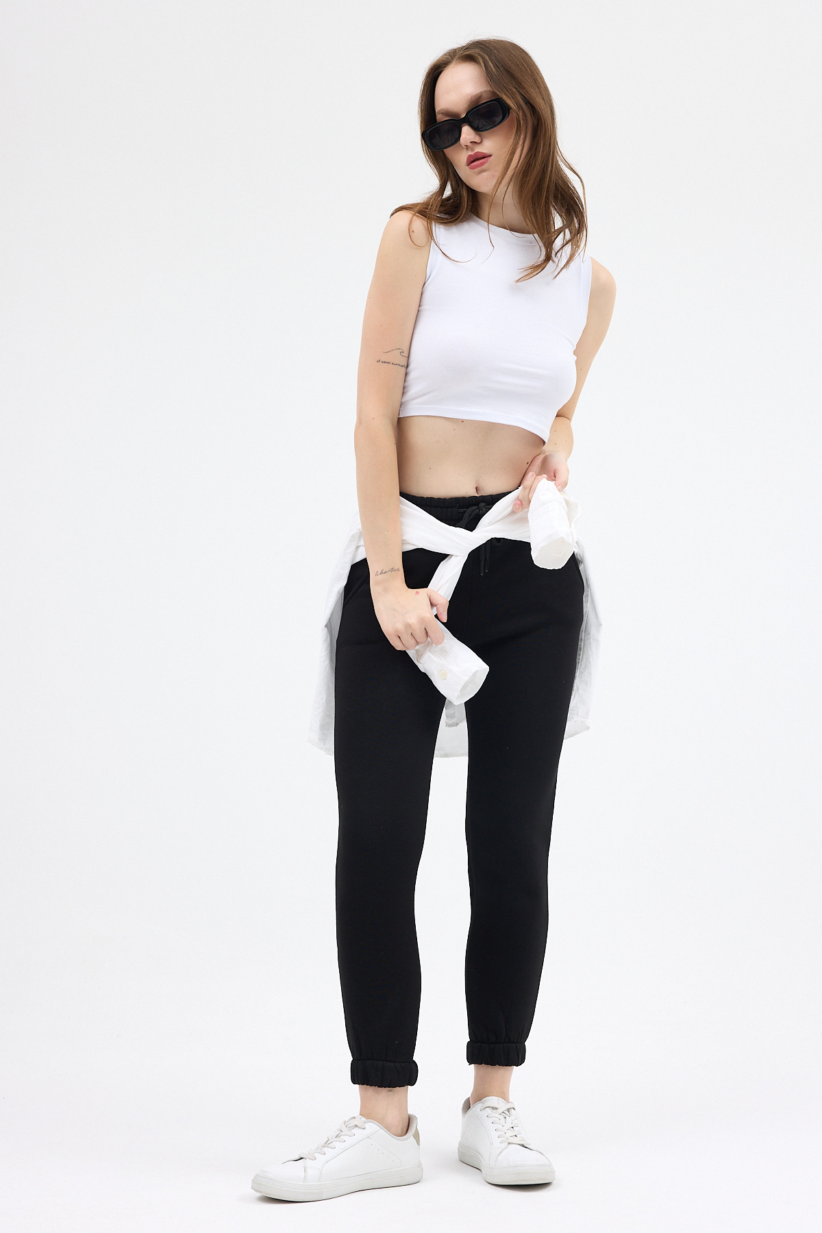 Siyah Paçası Lastikli Kadın Jogger Eşofman Altı TCR-9151M - 6